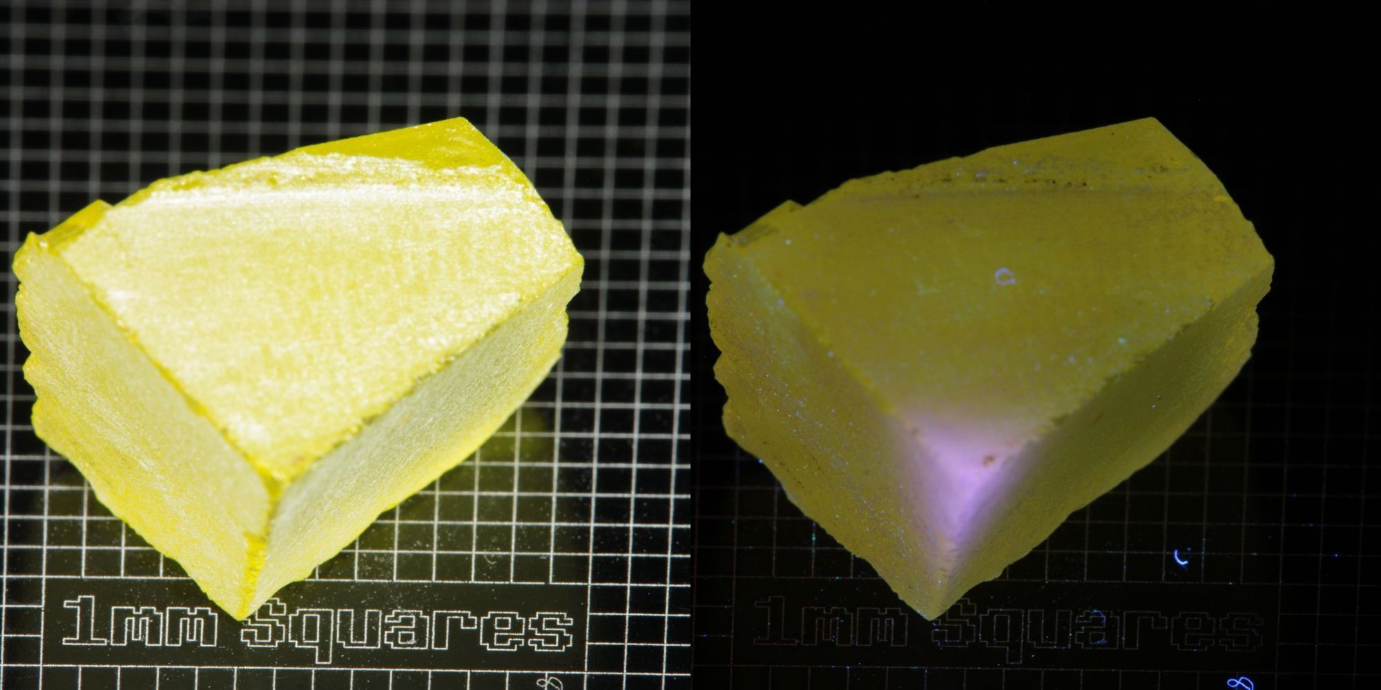 Ce/Nd YAG Quarter Edge (Pink Glow) rough for gem cutting