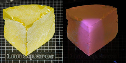 Ce/Nd YAG Quarter Edge (Pink Glow) rough for gem cutting