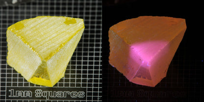 Ce/Nd YAG Quarter Edge (Pink Glow) rough for gem cutting