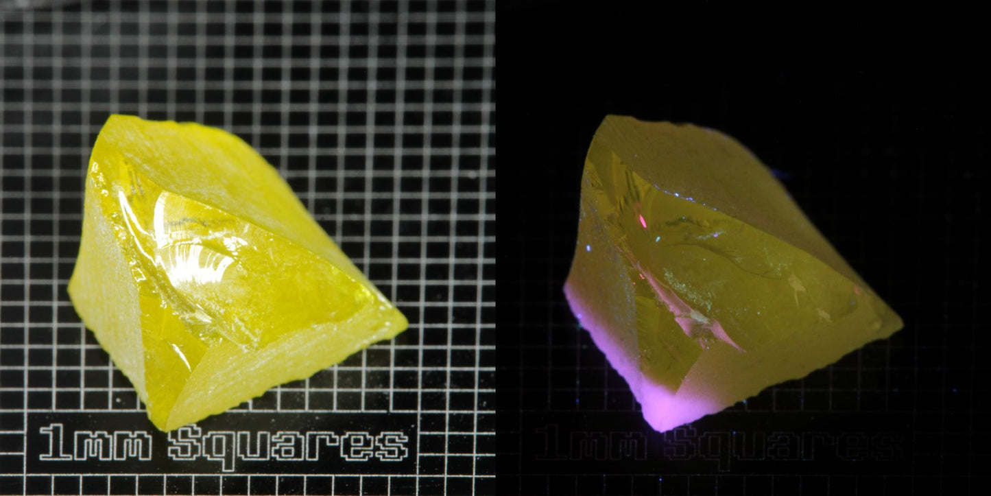Ce/Nd YAG Quarter Edge (Pink Glow) rough for gem cutting