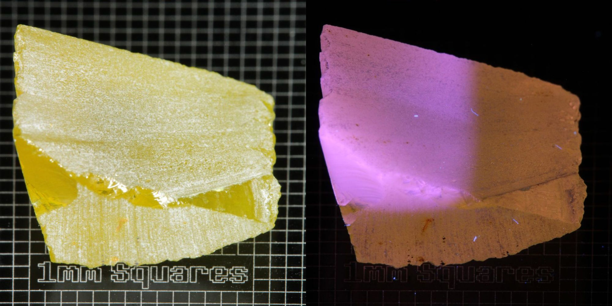 Ce/Nd YAG Triangle (Pink Glow) rough for gem cutting