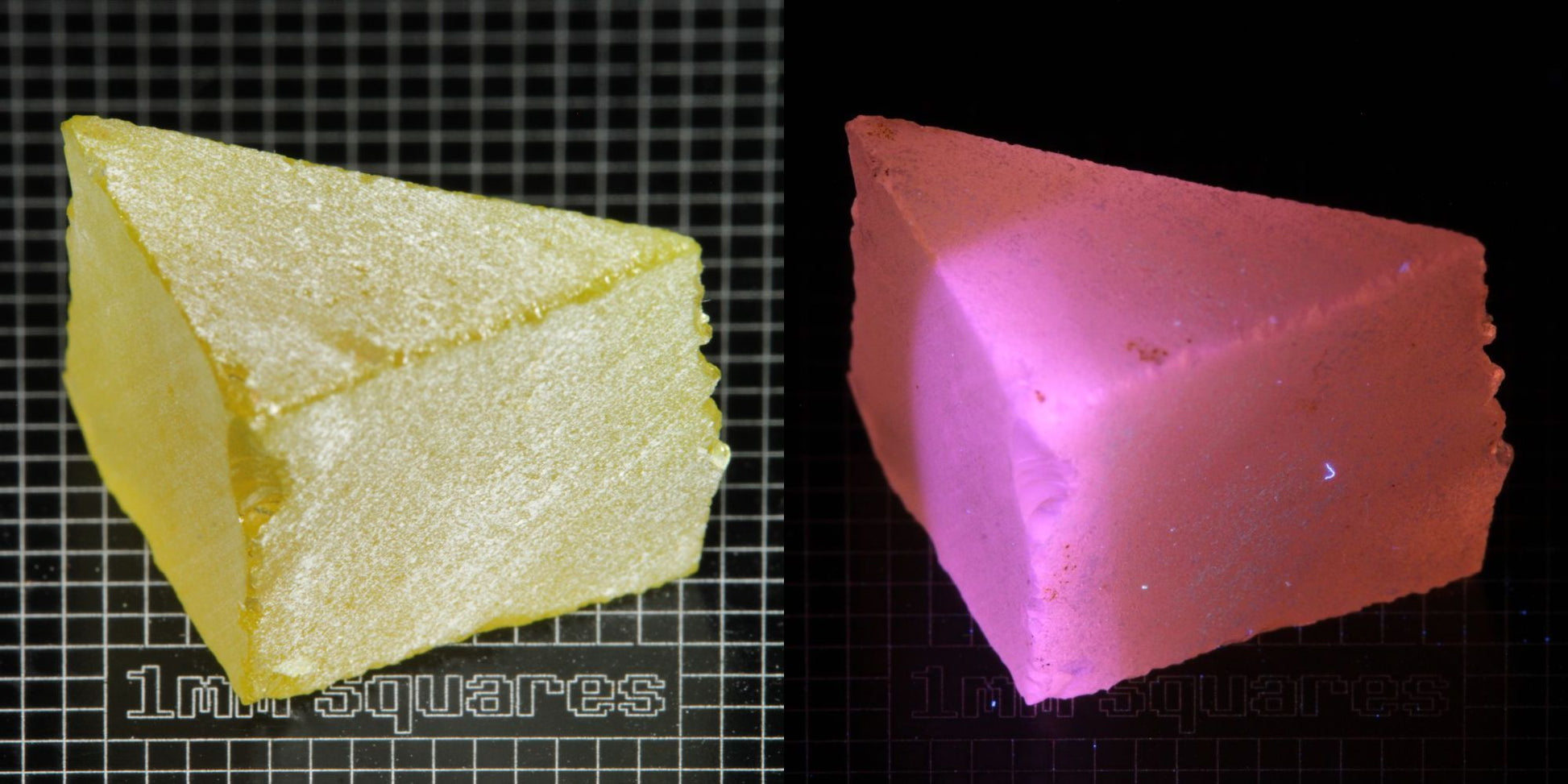 Ce/Nd YAG Triangle (Pink Glow) rough for gem cutting