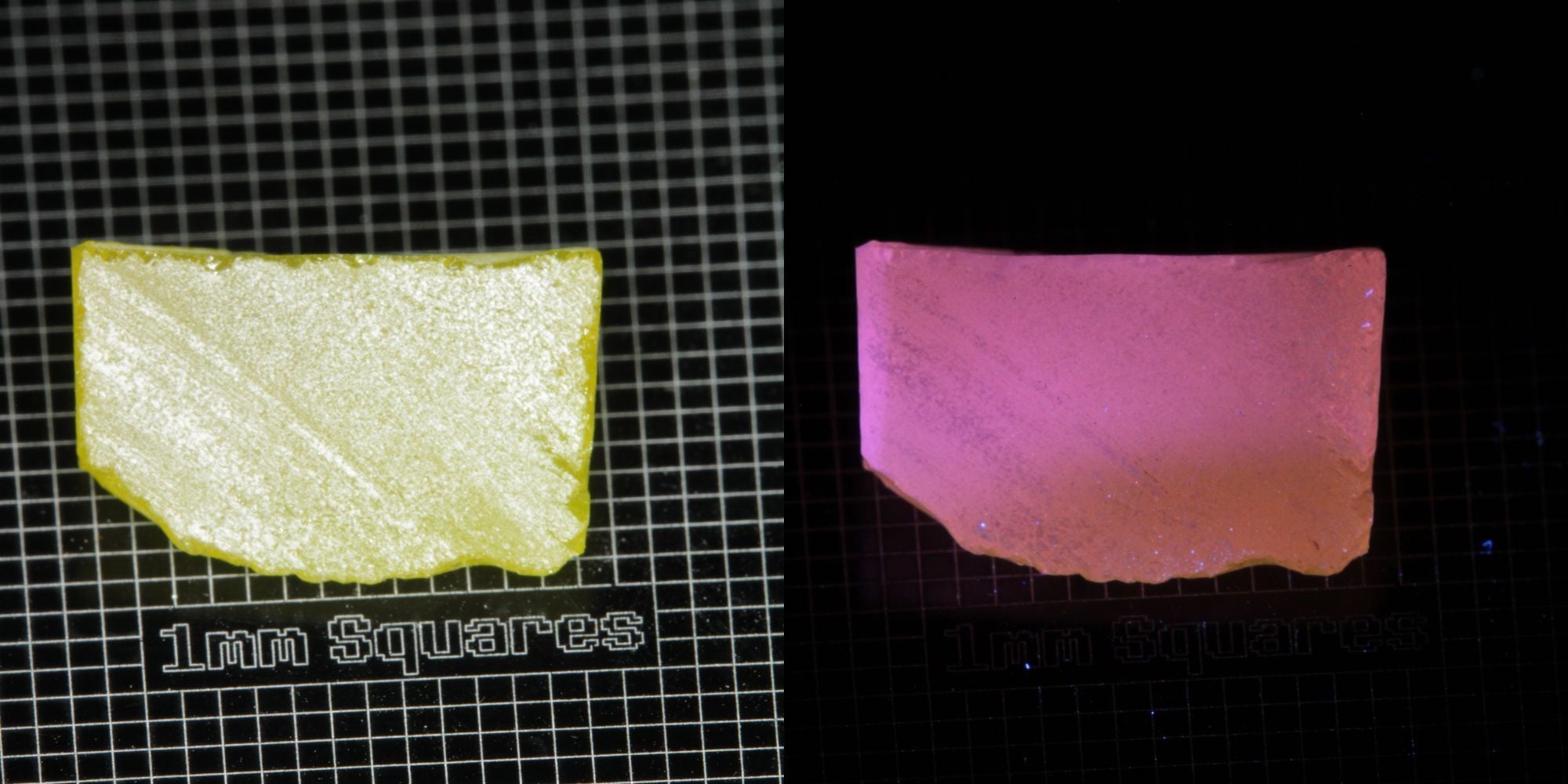 Ce/Nd YAG Wedge (Pink Glow) rough for gem cutting