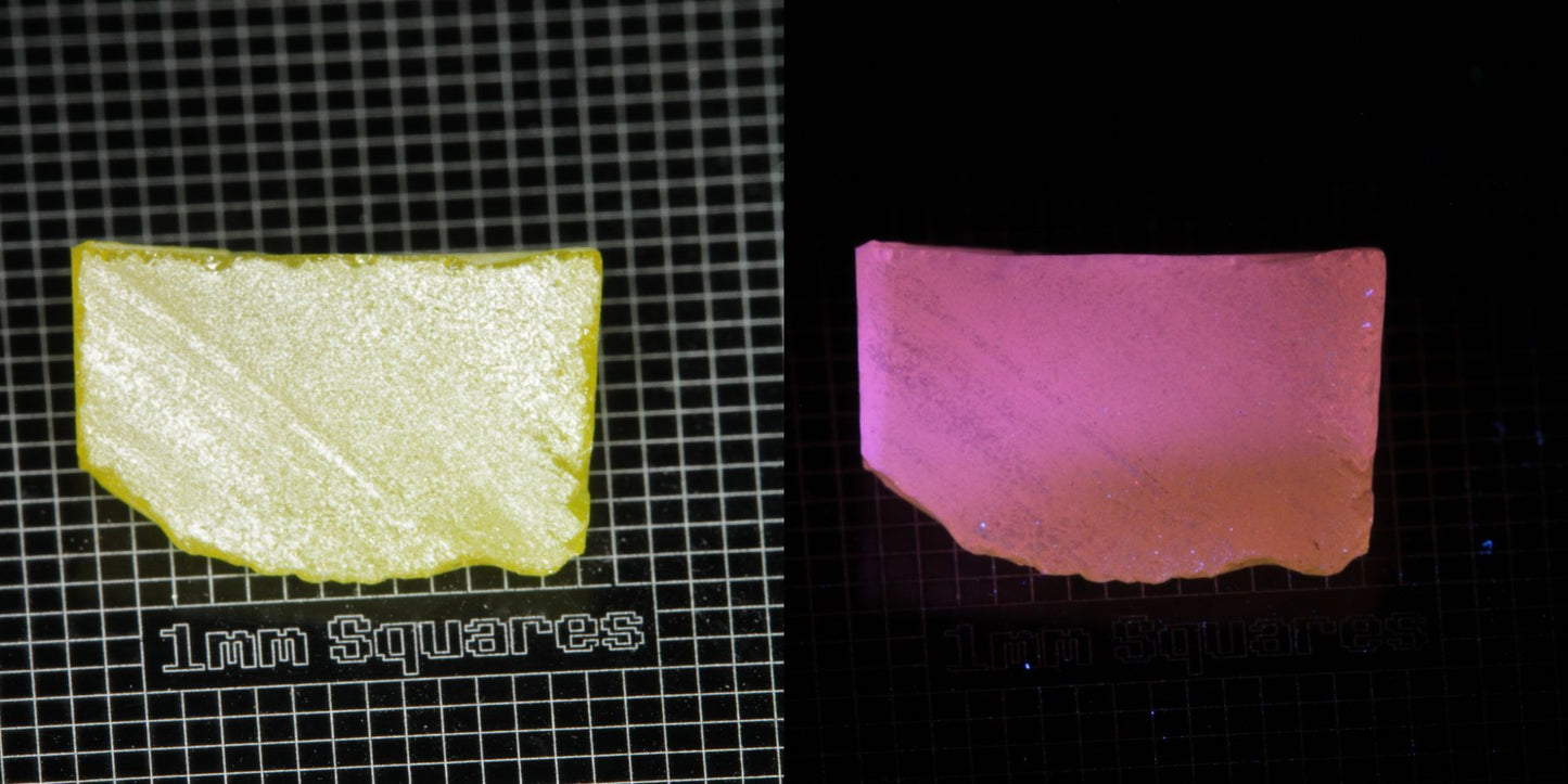 Ce/Nd YAG Wedge (Pink Glow) rough for gem cutting
