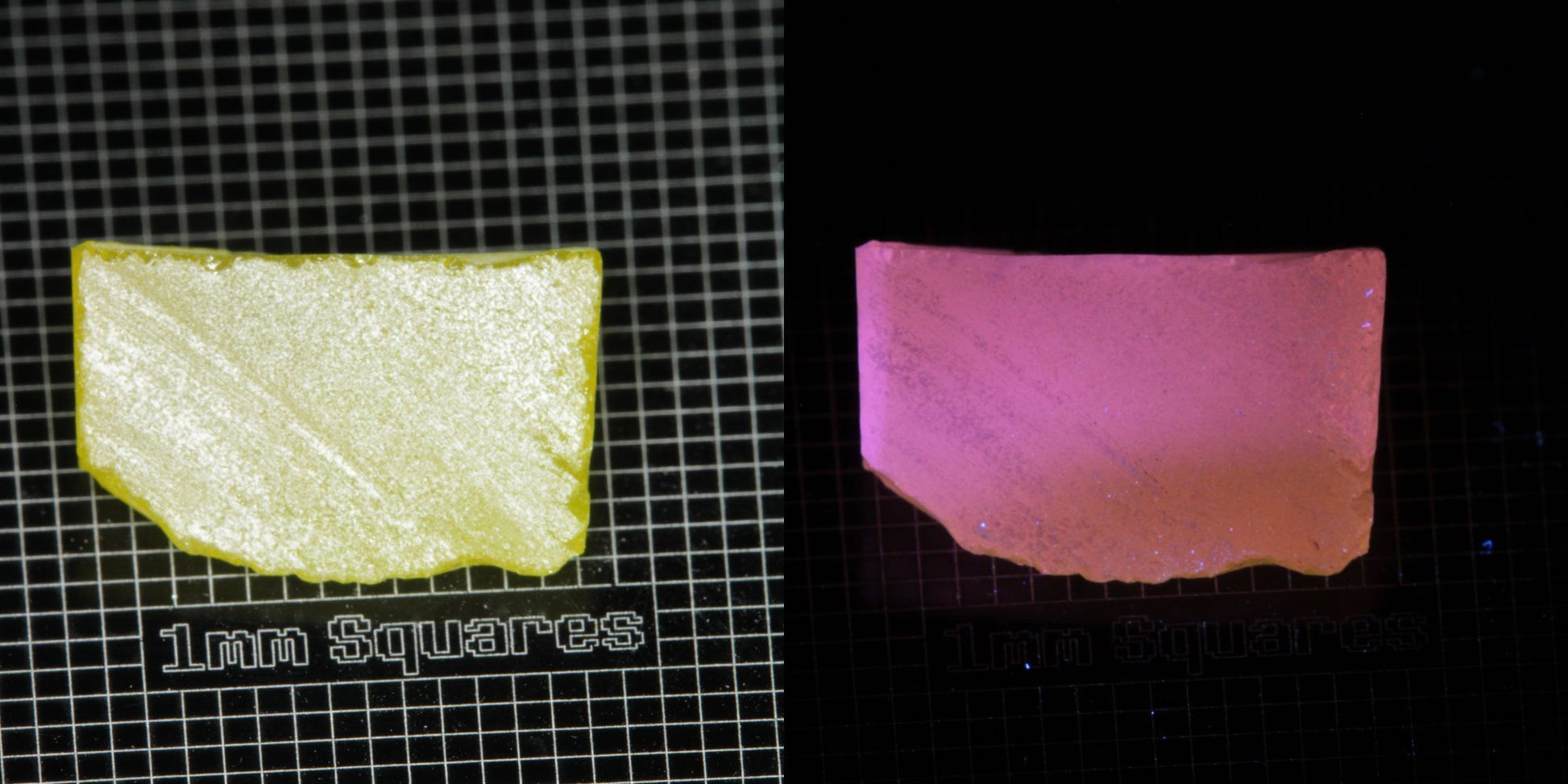 Ce/Nd YAG Wedge (Pink Glow) rough for gem cutting
