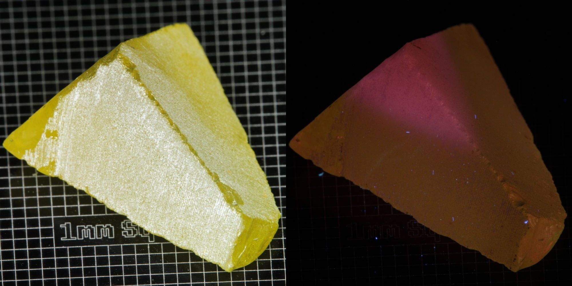 Ce/Nd YAG Wedge (Pink Glow) rough for gem cutting