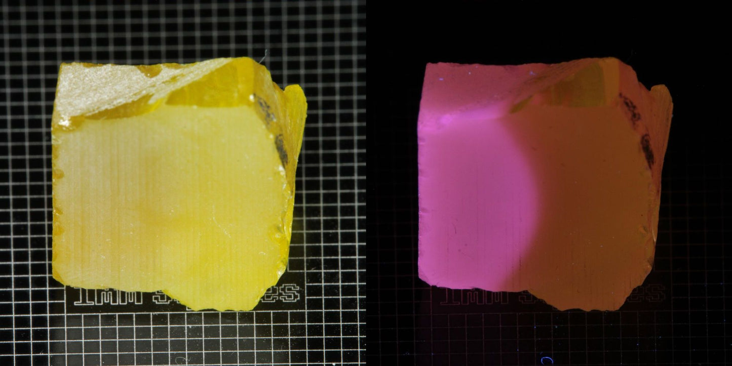 Ce/Nd YAG Block (Pink Glow) rough for gem cutting
