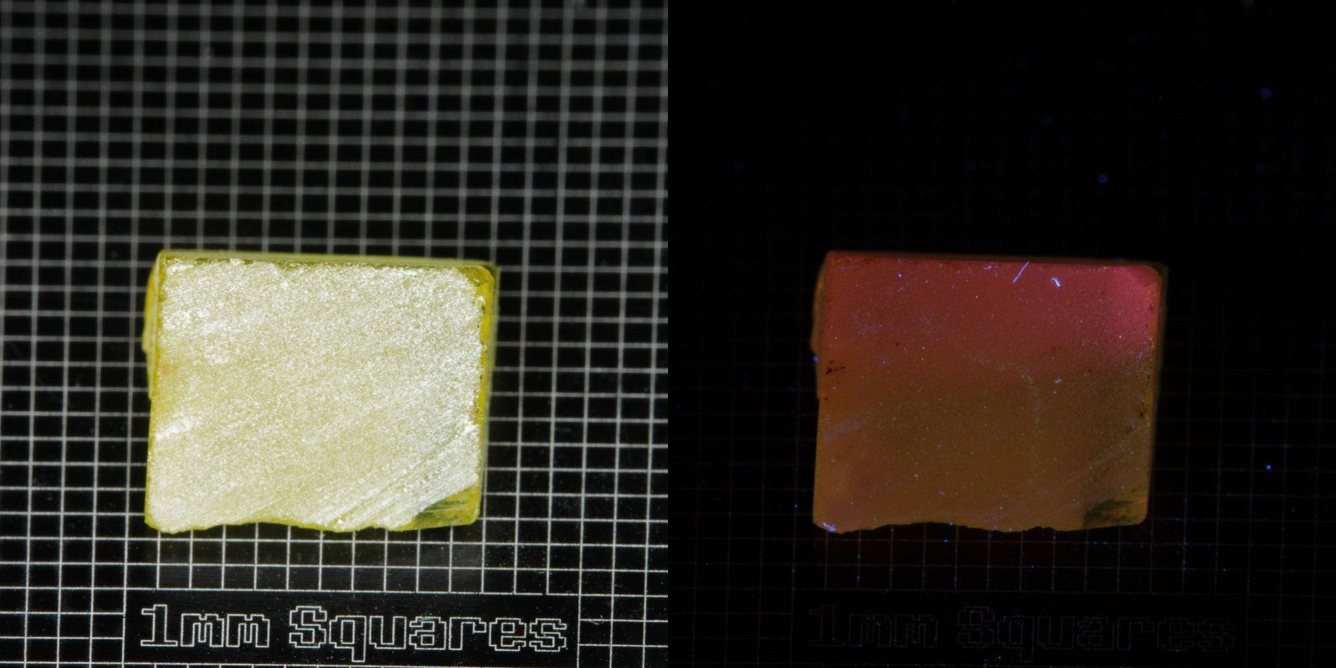 Ce/Nd YAG Wedge (Pink Glow) rough for gem cutting
