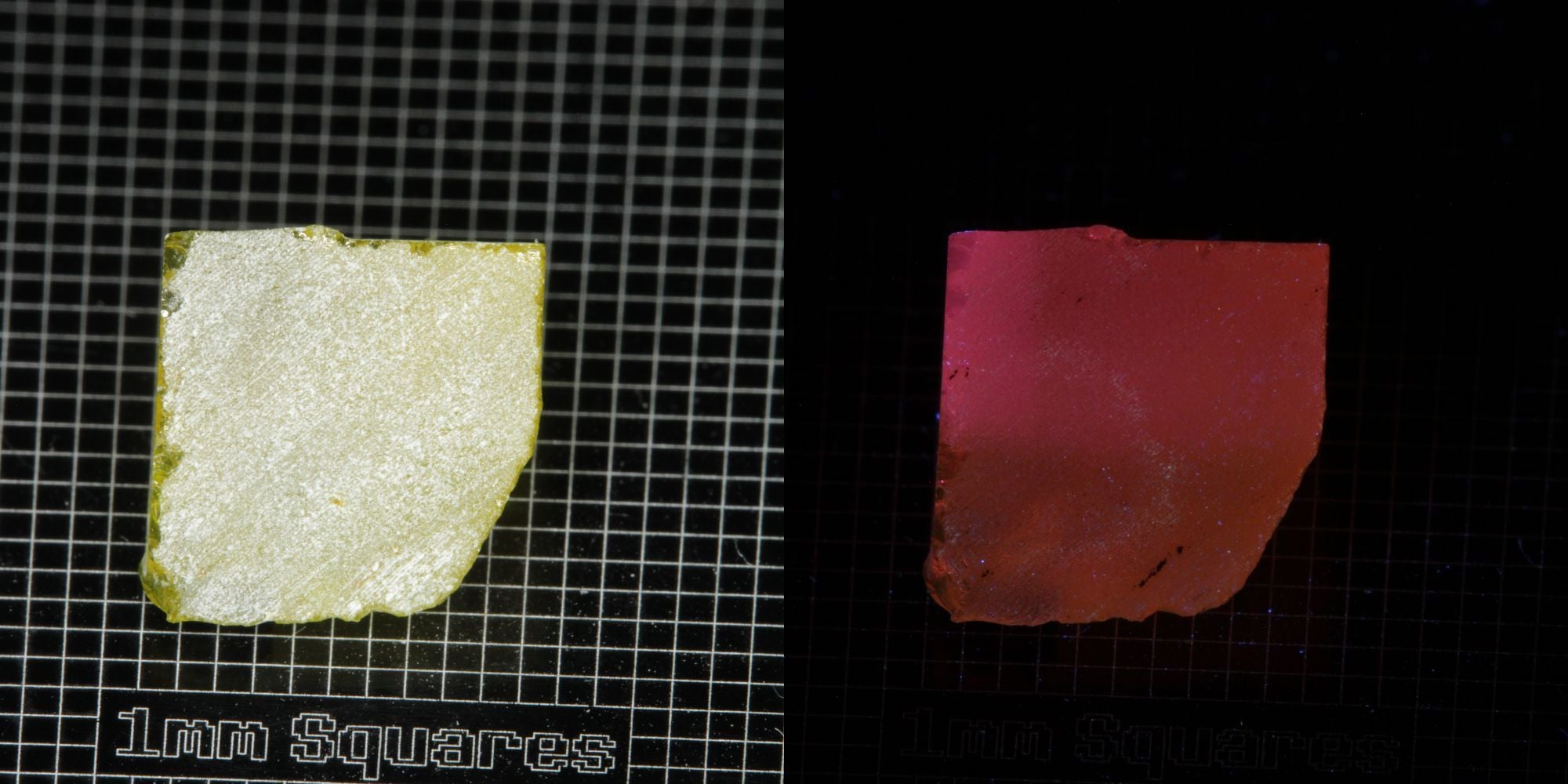 Ce/Nd YAG Quarter Edge (Salmon Glow) rough for gem cutting