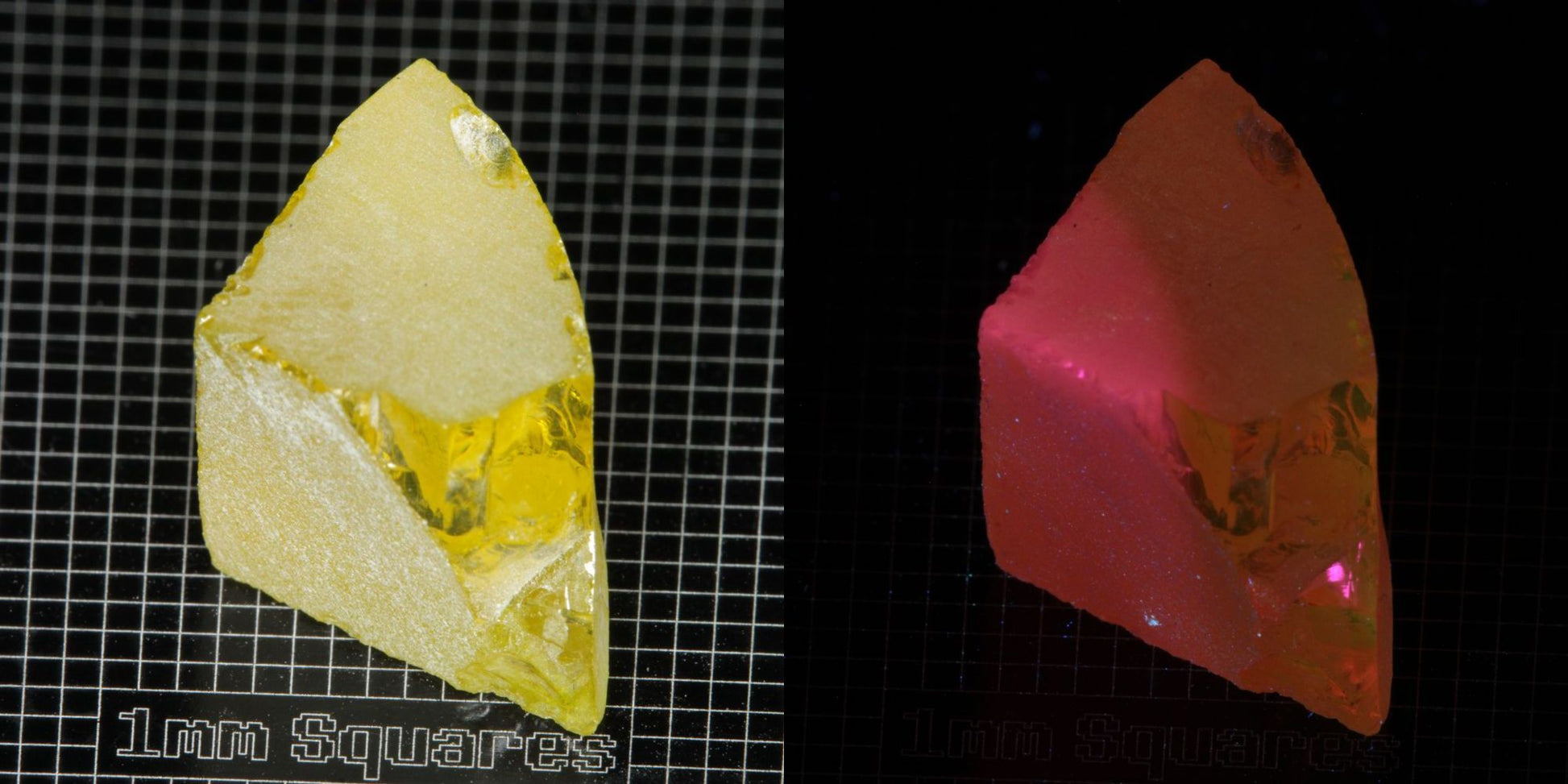 Ce/Nd YAG Quarter Edge (Salmon Glow) rough for gem cutting