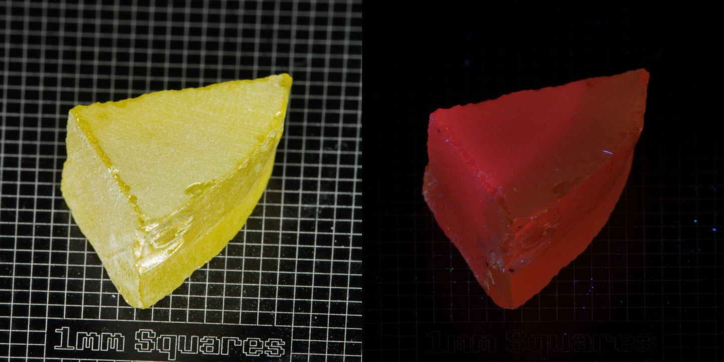 Ce/Nd YAG Quarter Edge (Salmon Glow) rough for gem cutting