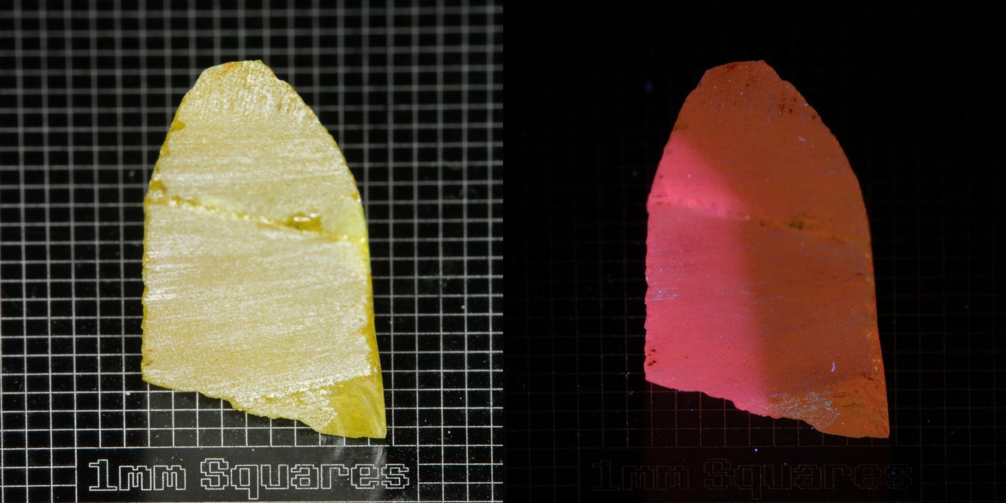 Ce/Nd YAG Wedge (Salmon Glow) rough for gem cutting