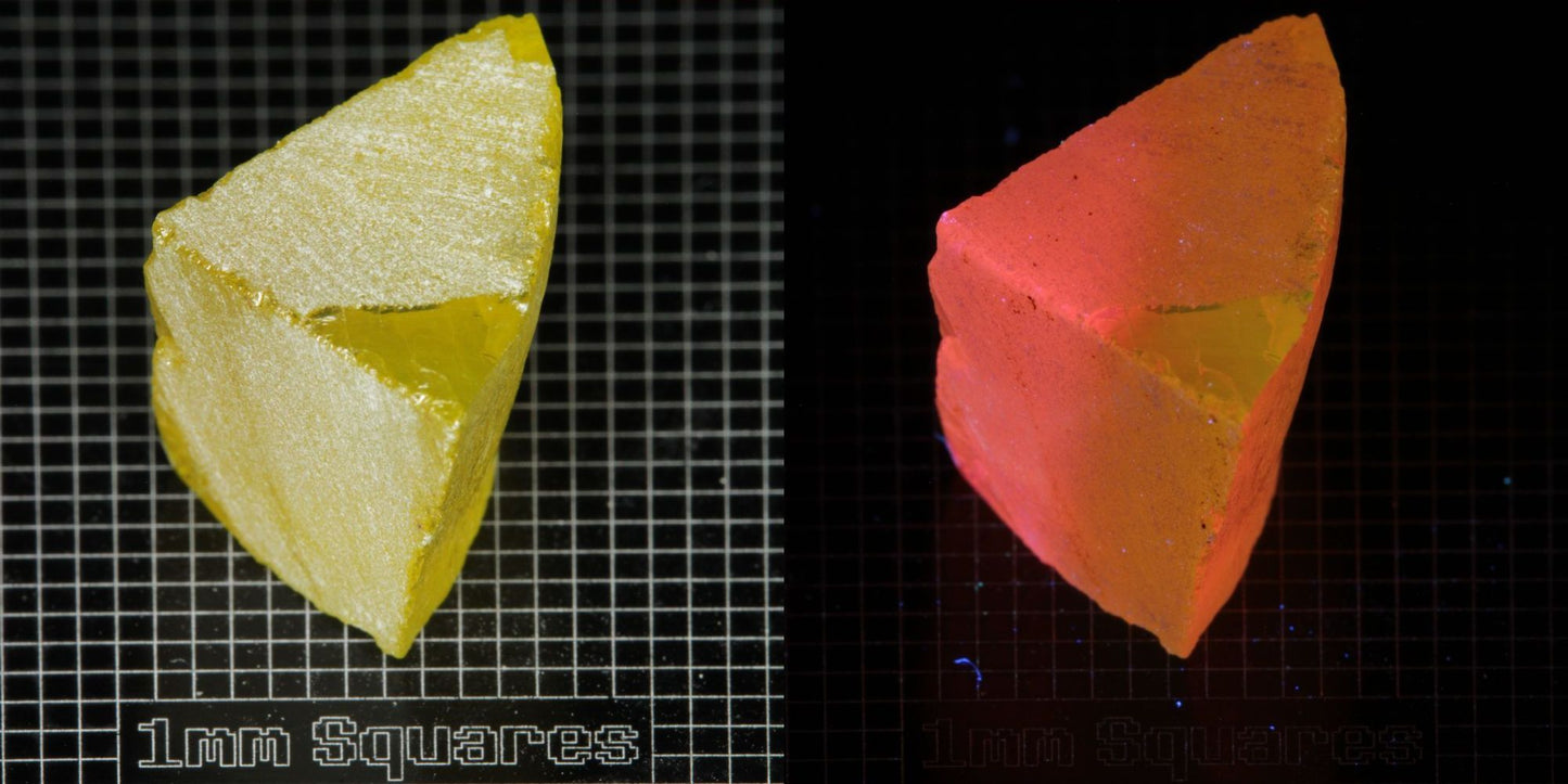 Ce/Nd YAG Quarter Edge (Salmon Glow) rough for gem cutting