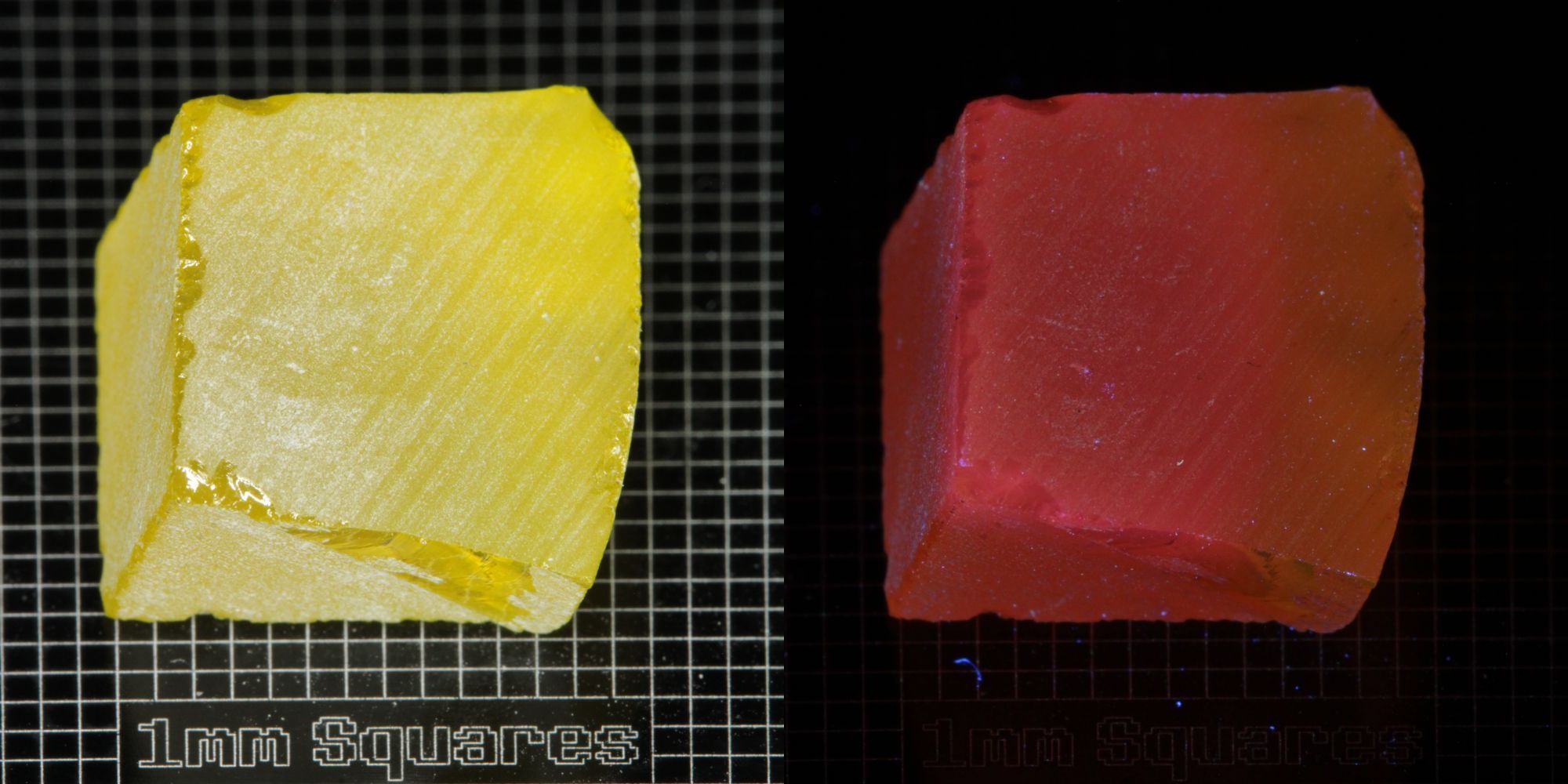 Ce/Nd YAG Quarter Edge (Salmon Glow) rough for gem cutting
