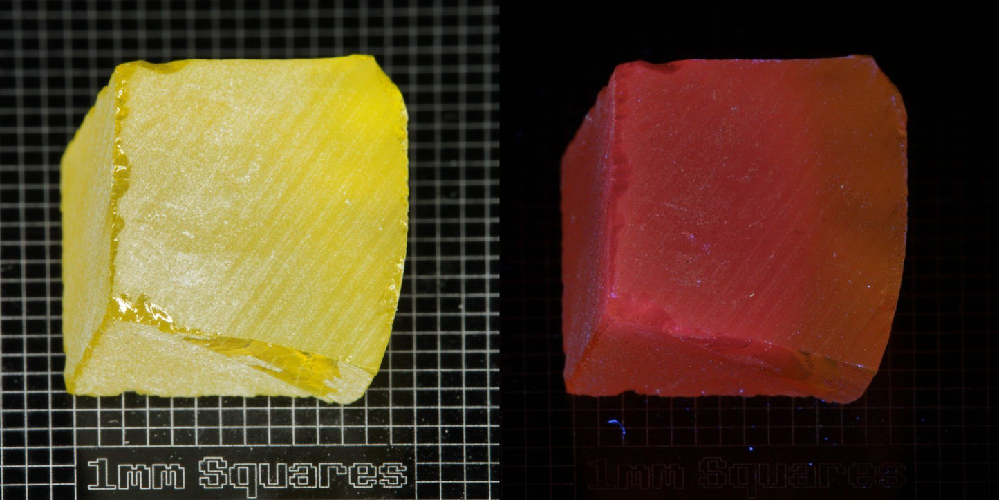 Ce/Nd YAG Quarter Edge (Salmon Glow) rough for gem cutting