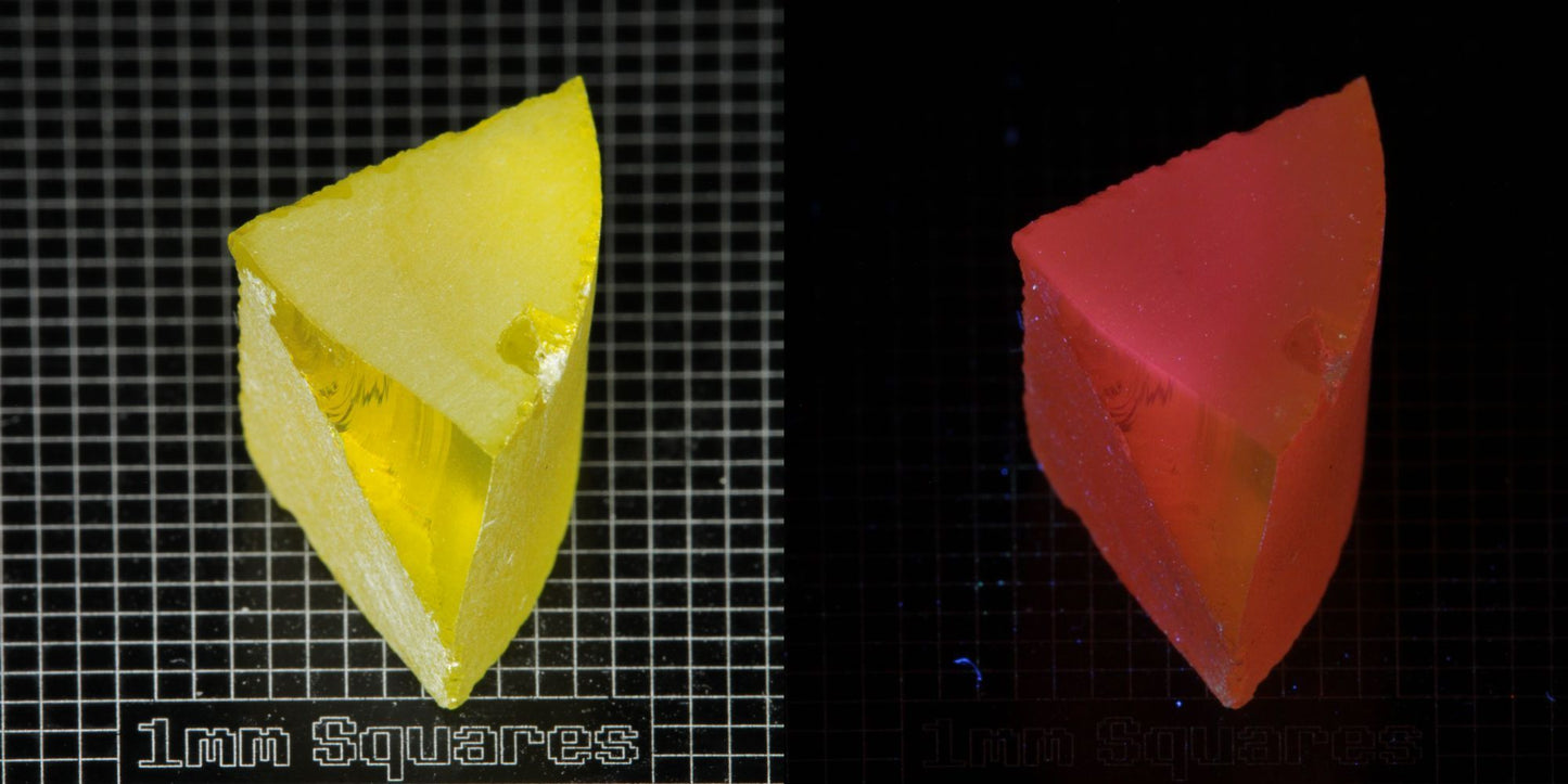 Ce/Nd YAG Quarter Edge (Salmon Glow) rough for gem cutting