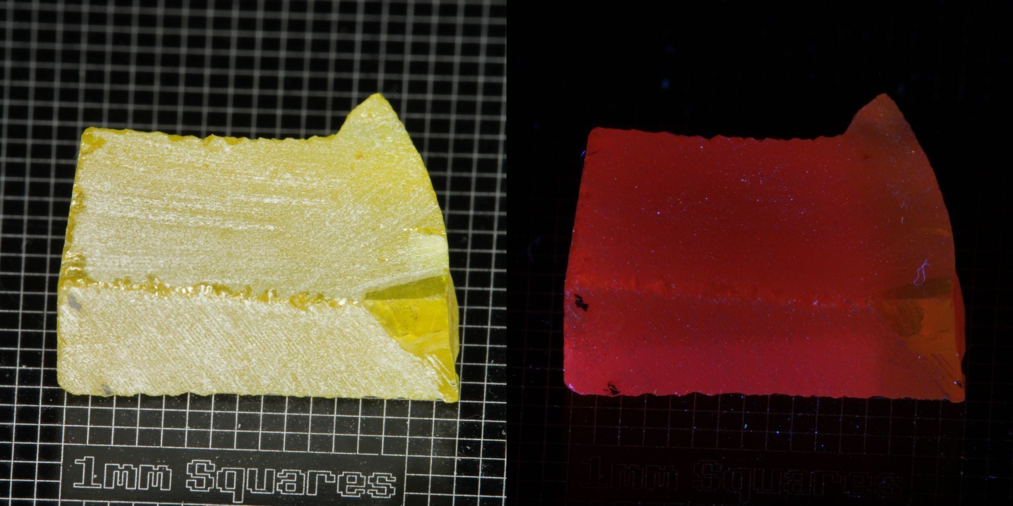 Ce/Nd YAG Edge (Salmon Glow) rough for gem cutting