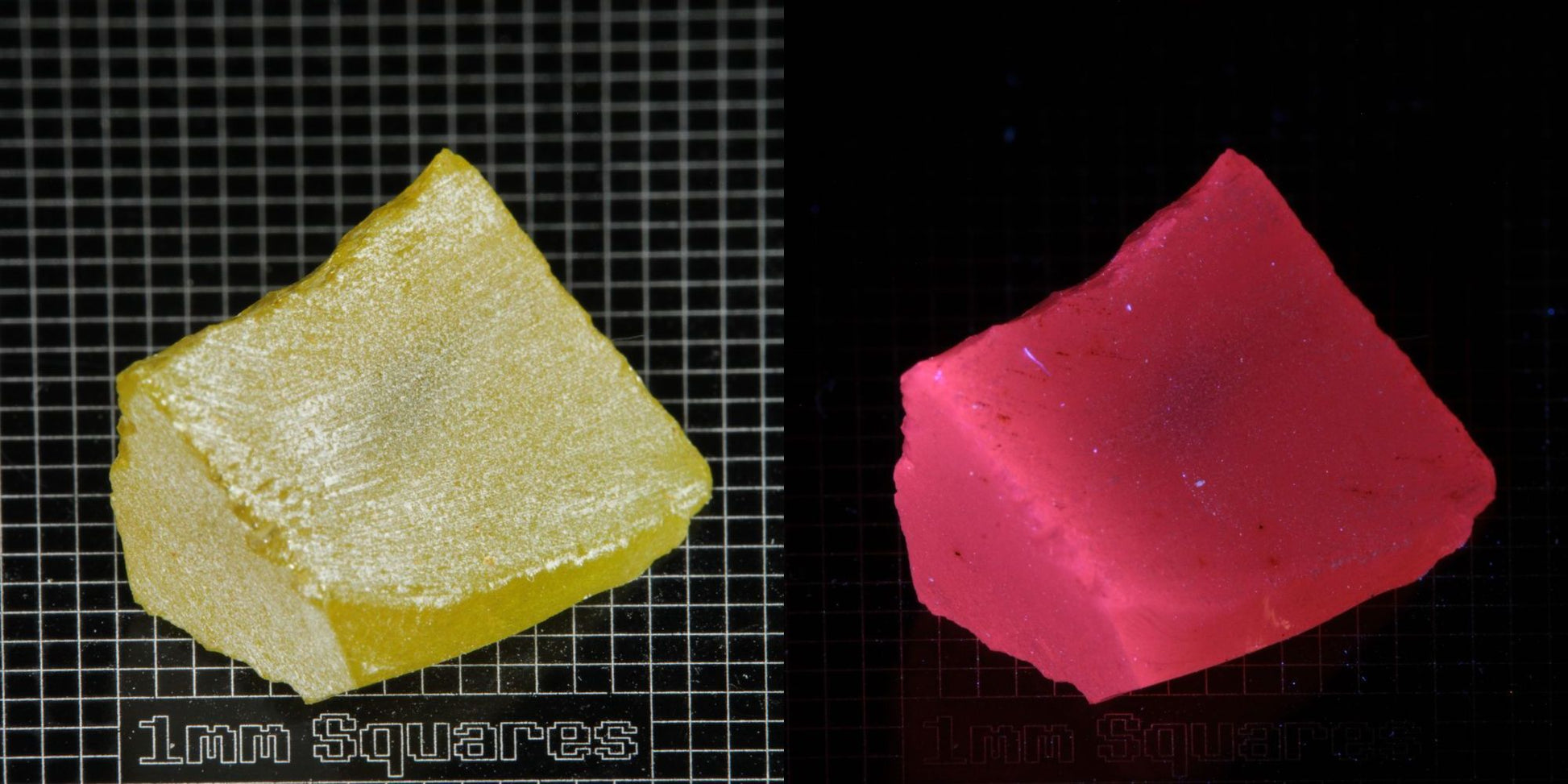Ce/Nd YAG Edge (Salmon Glow) rough for gem cutting