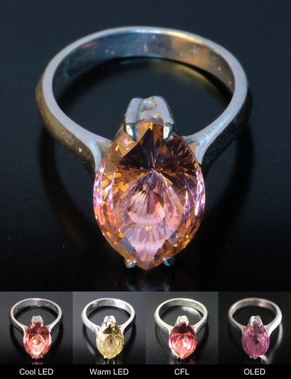Erbium YAG Eye Ring Showing Color Change under Different Lighting