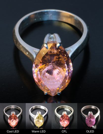 Erbium YAG Eye Ring Showing Color Change under Different Lighting