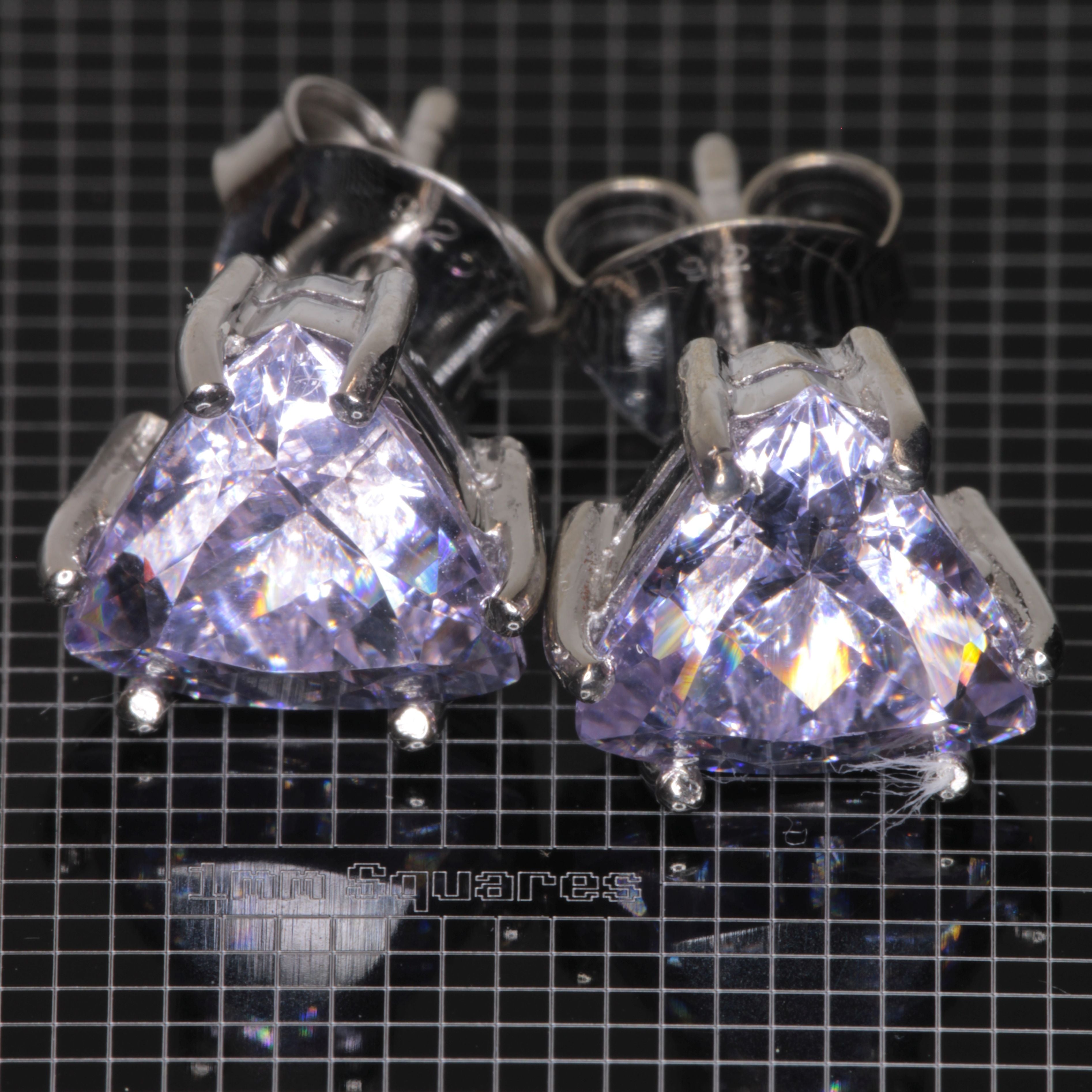 Nd:YAG Trillion Earrings in Sterling Silver