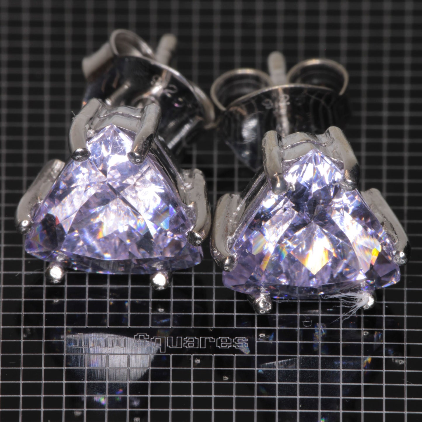 Nd:YAG Trillion Earrings in Sterling Silver