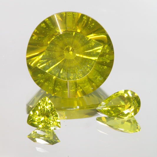 Zombie Garnet, Yellow Green Laser Garnet Faceted Stones, Ce+?? YAG