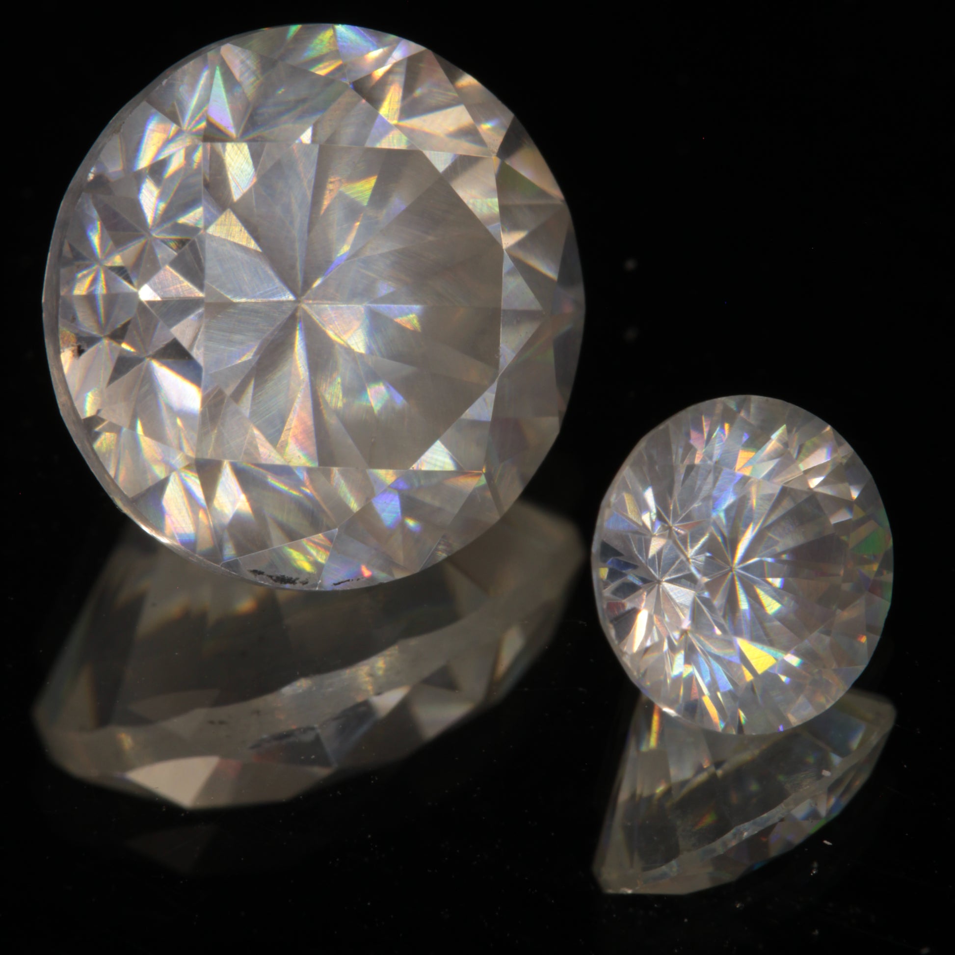 Two Faceted White Zinc Sphalerite Lab Gems
