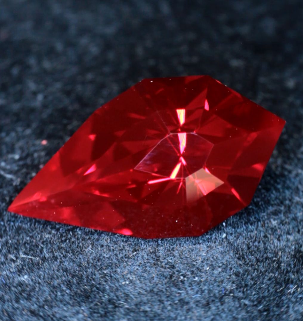 A Bleeding Ruby Czochralski Ruby Cut Stone