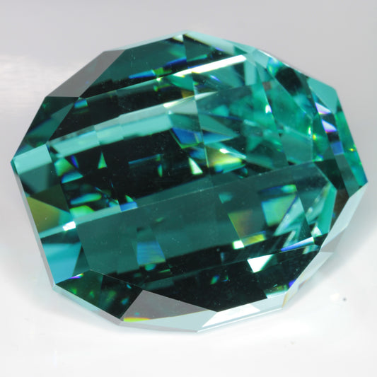 Custom Pixel Cut Inspired by a Minecraft Diamond, 168ct Yb:YAG Laser Gem