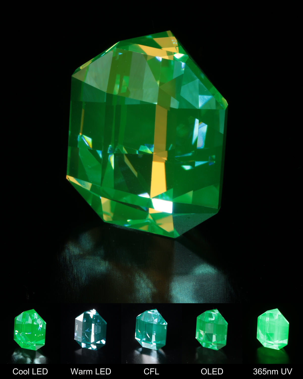 Pixel Cut Mn:Spinel 38.15ct "Minecraft Emerald" (Custom Design inspired by Minecraft)