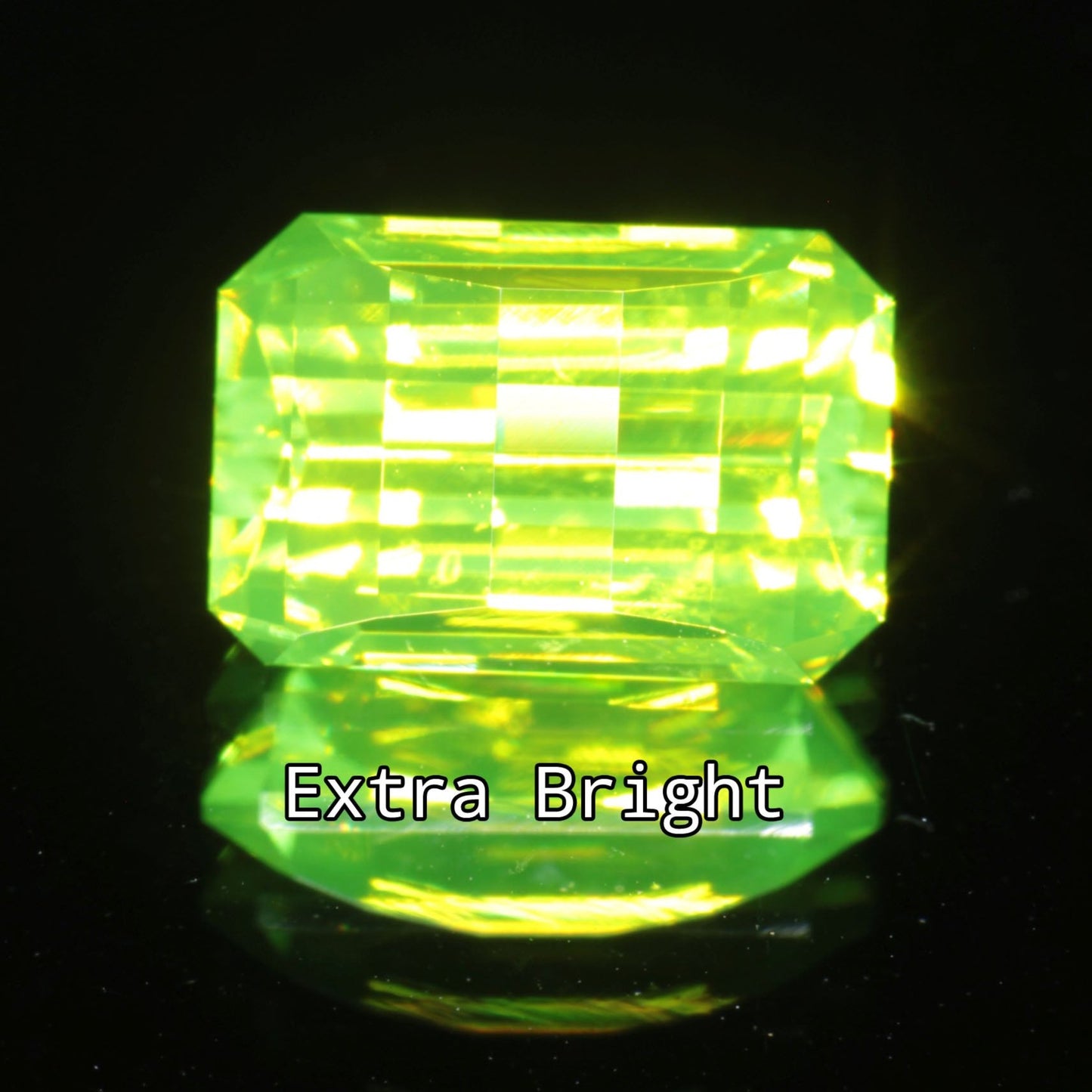 Green glowing LuAG lumogarnet gemstones