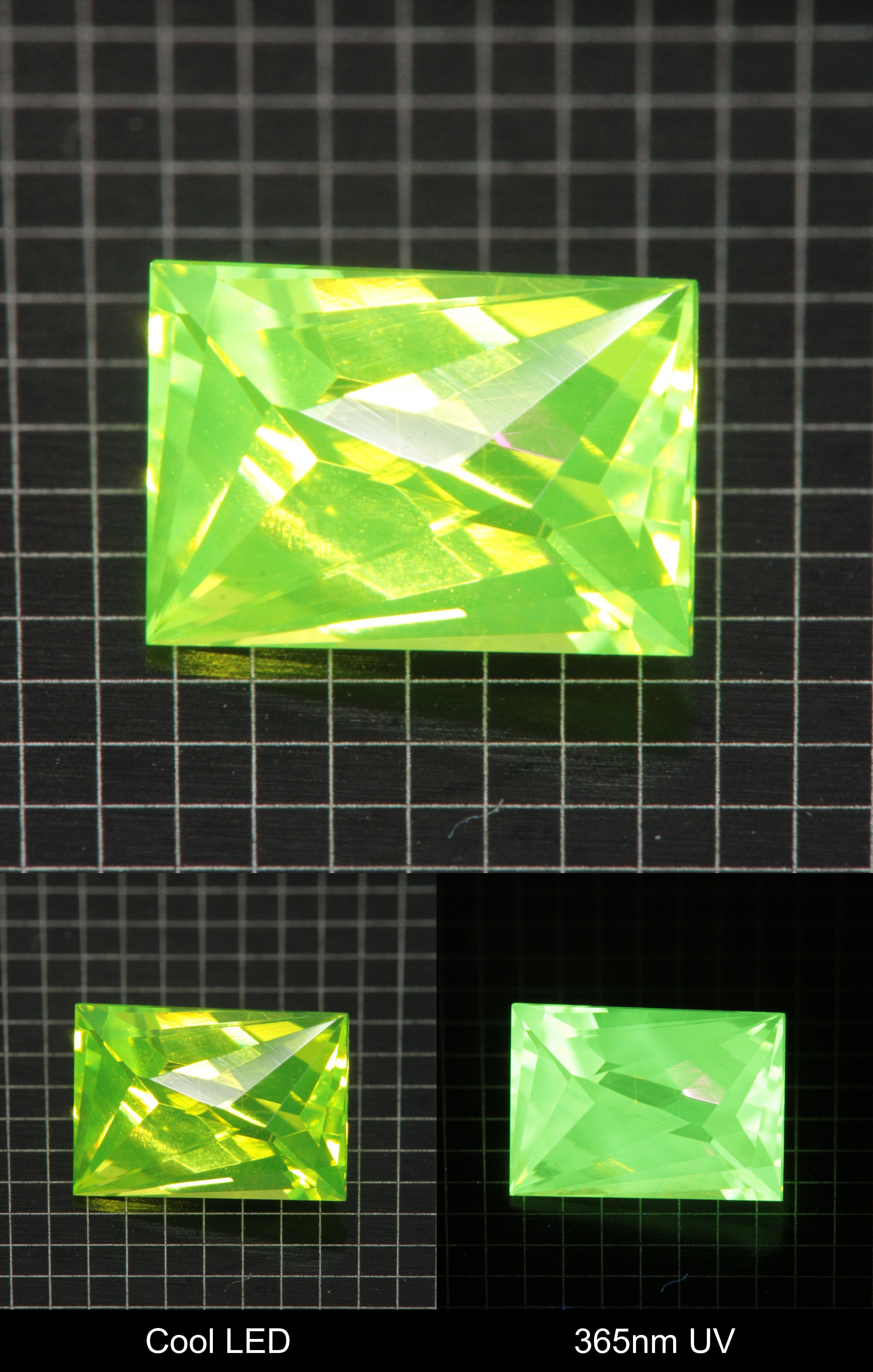 Cut LuAG Lumogarnet Rectangle Gemstone