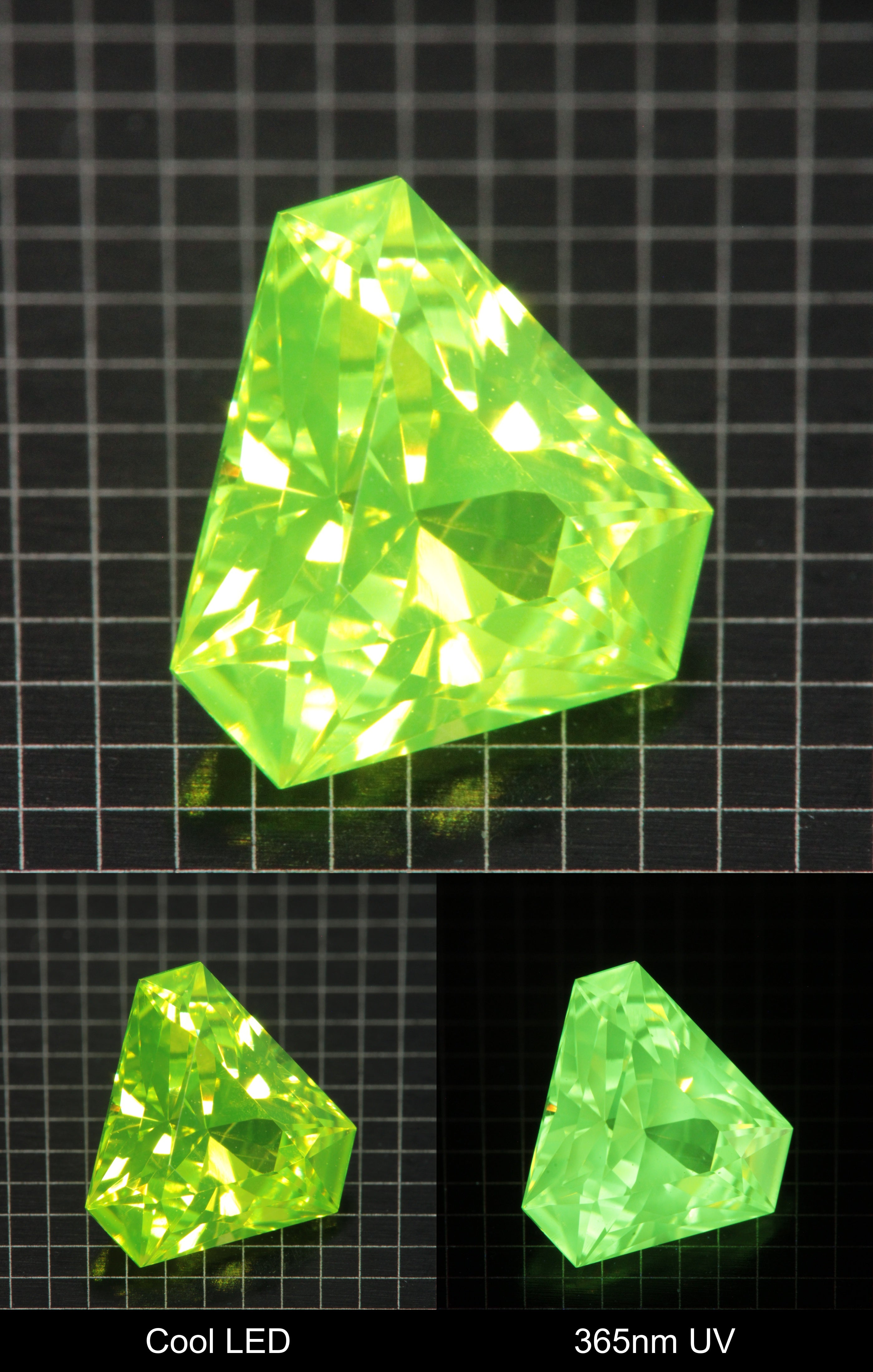 Cut LuAG Lumogarnet Pointed Trillion Gemstone