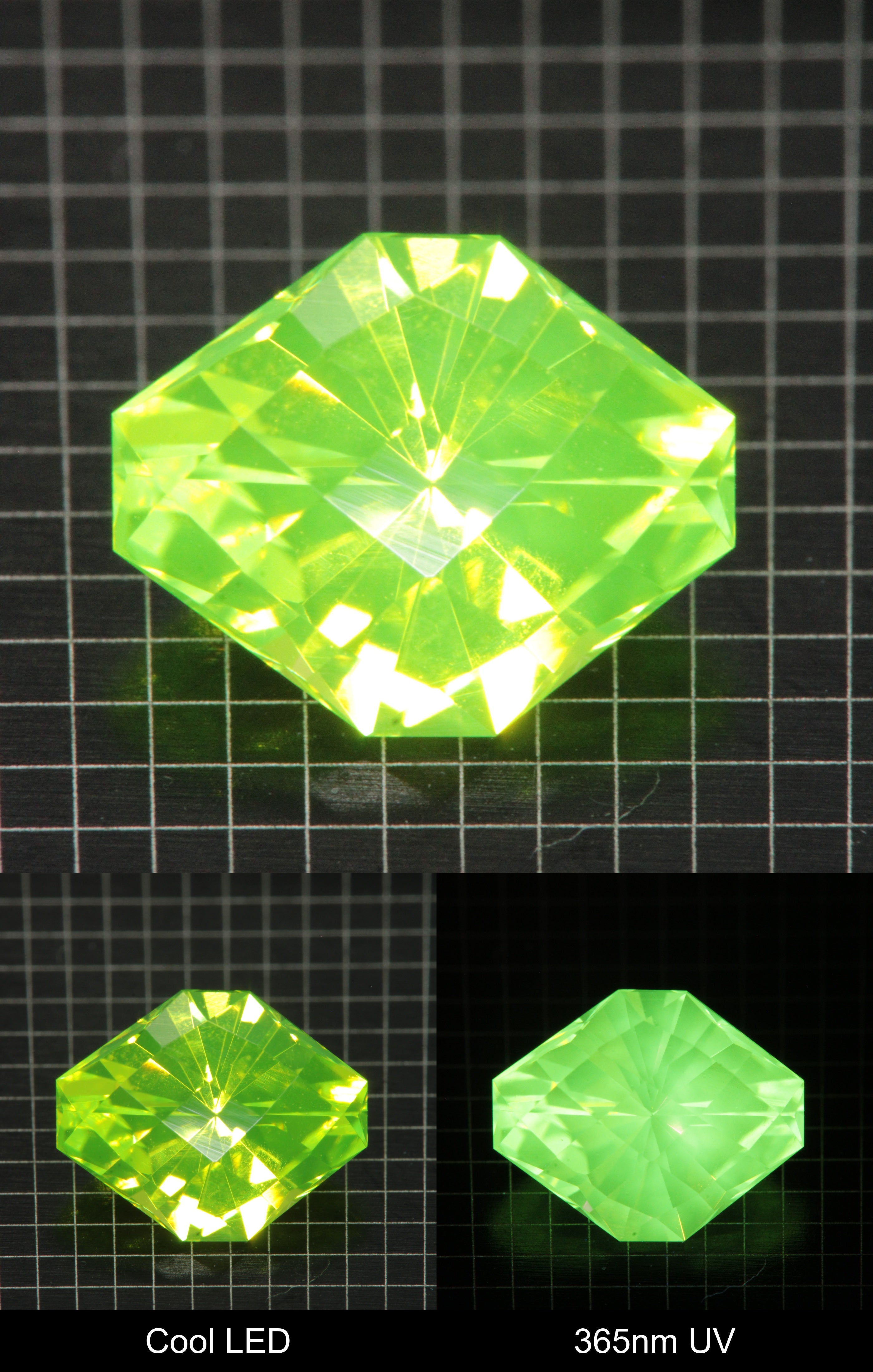 Cut LuAG Lumogarnet Checkerboard Rhombus Gemstone