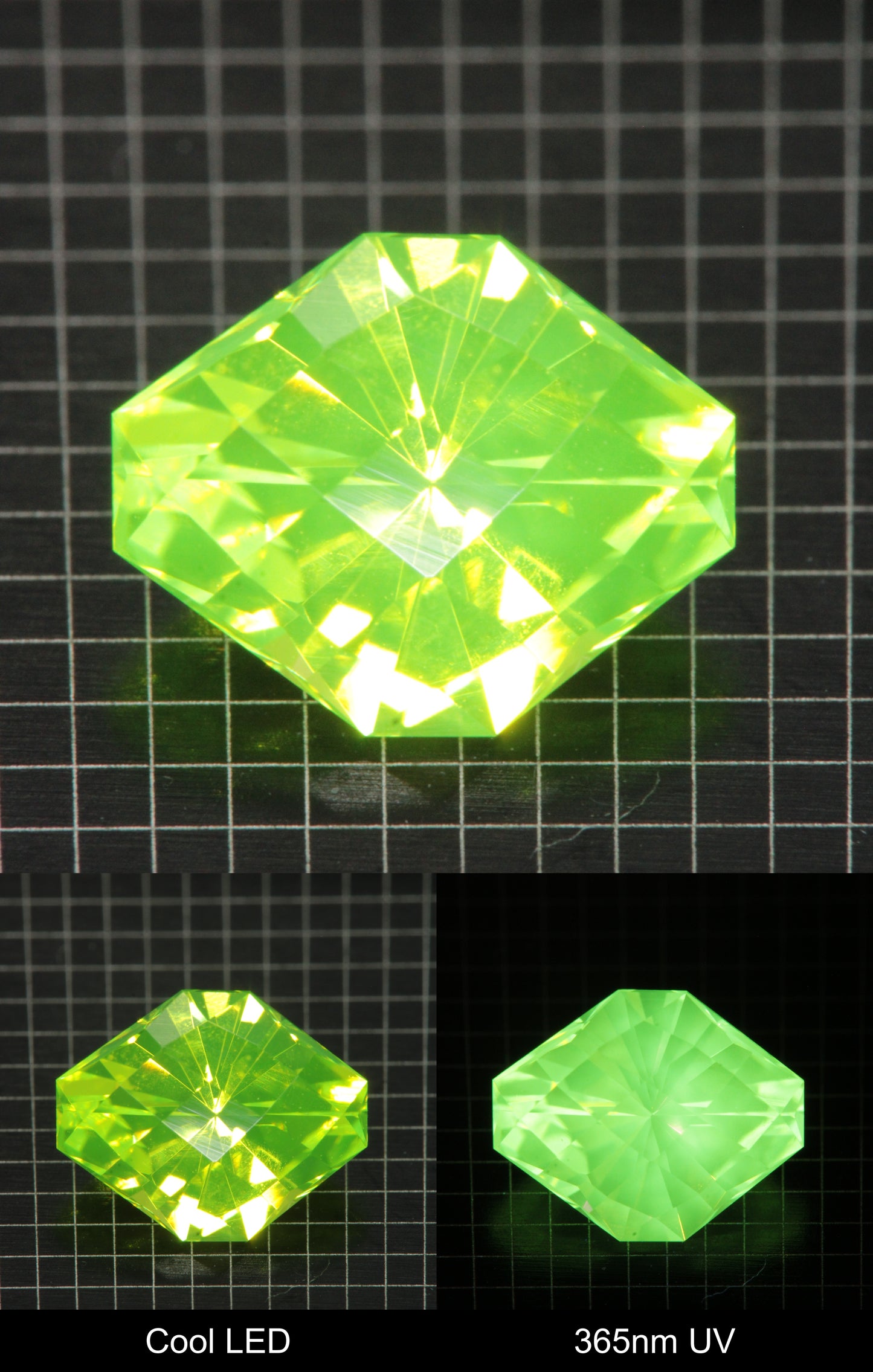 Cut LuAG Lumogarnet Checkerboard Rhombus Gemstone