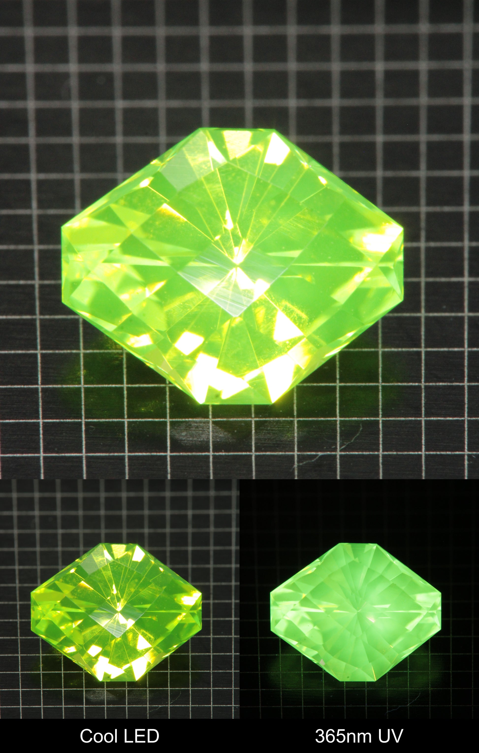 Cut LuAG Lumogarnet Checkerboard Rhombus Gemstone