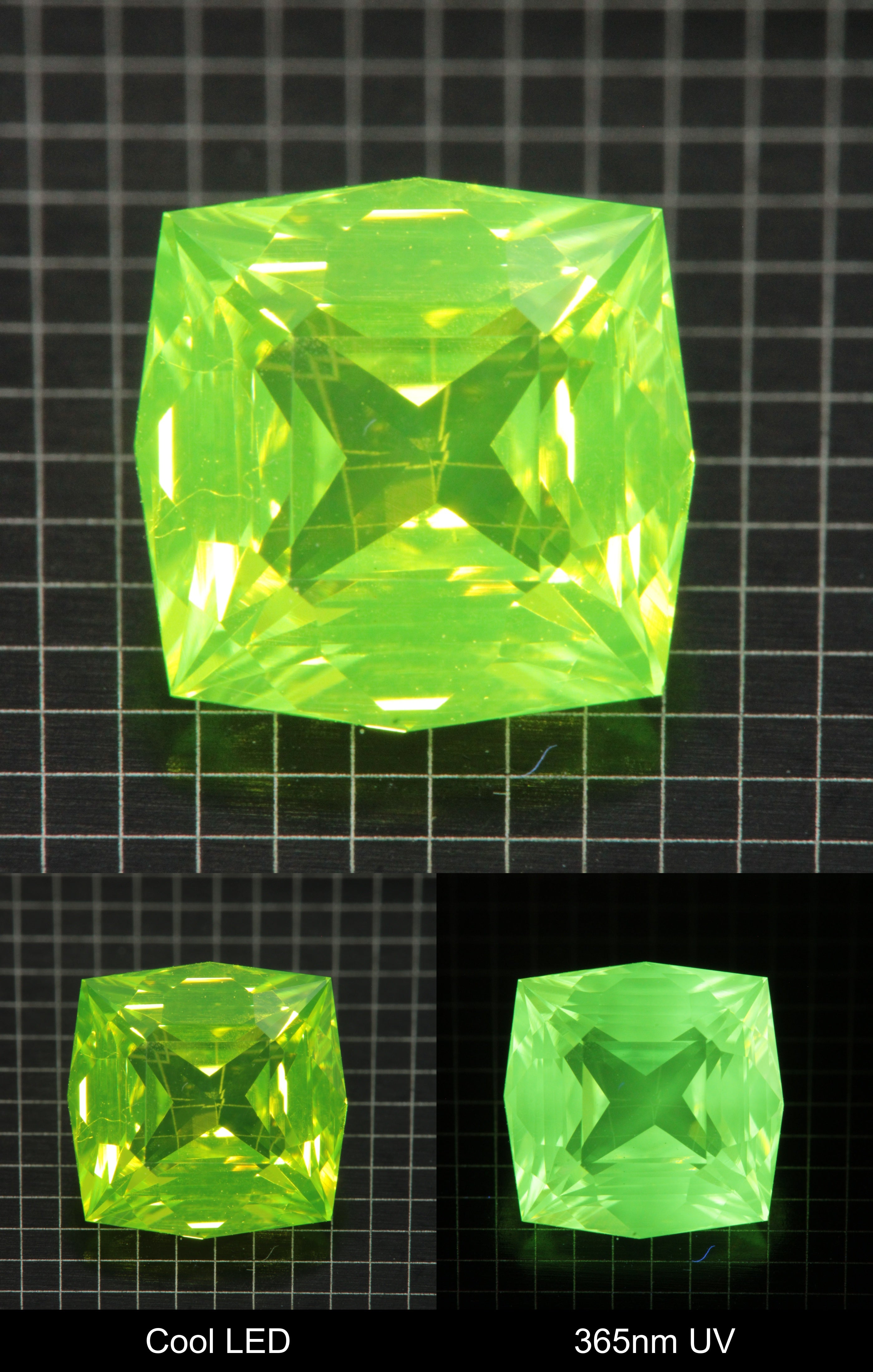 Cut LuAG Lumogarnet Cushion Gemstone