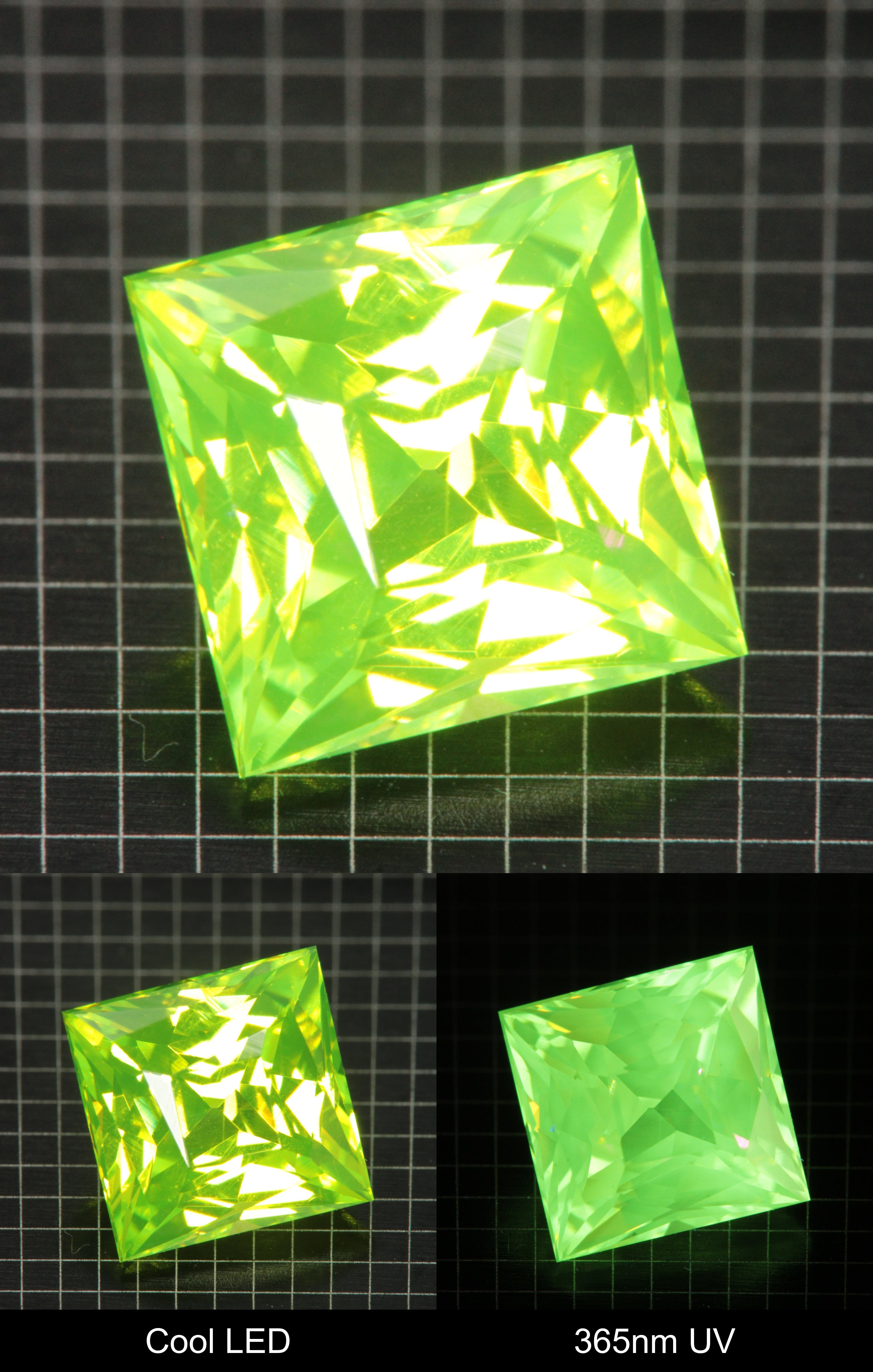 Cut LuAG Lumogarnet Square Gemstone