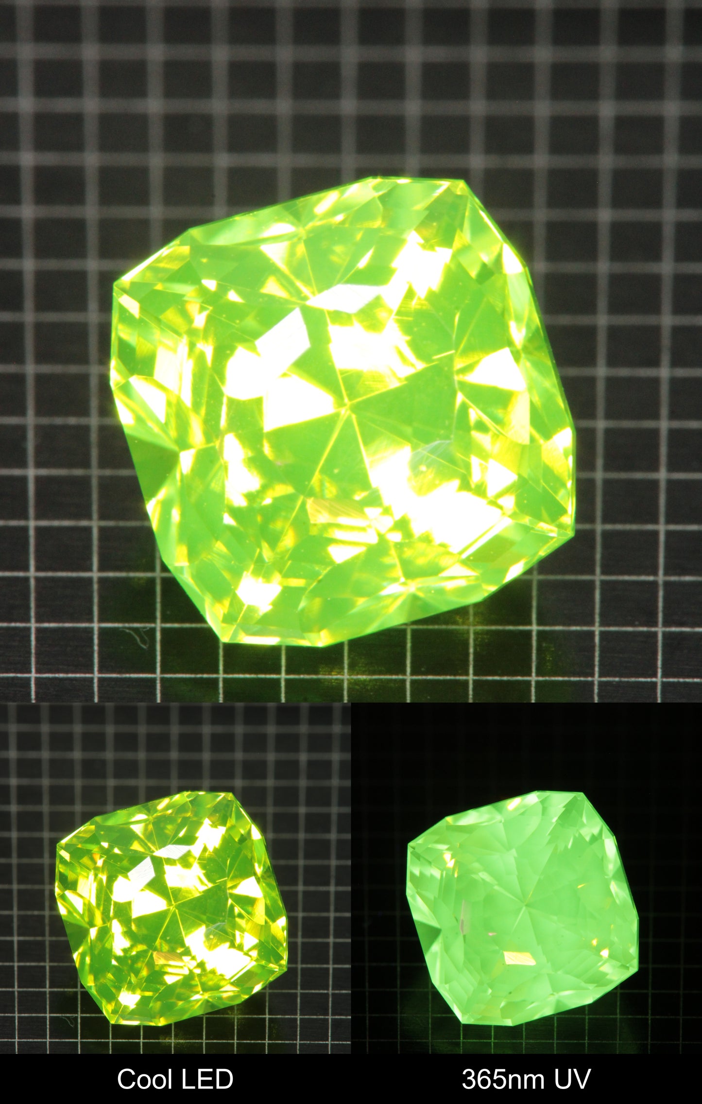 Cut LuAG Lumogarnet Cushion Gemstone