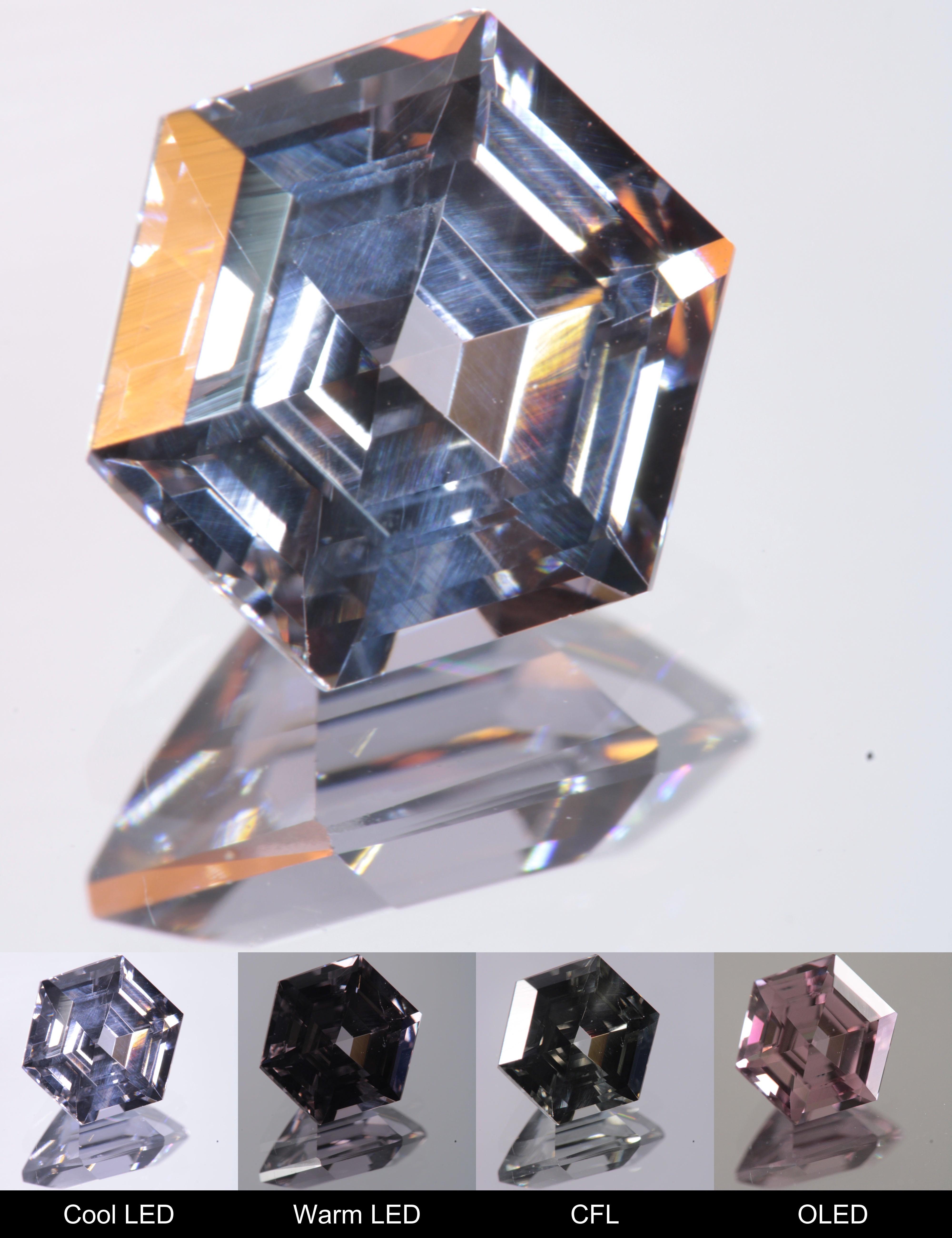 Dusk YAG Dusk Hexagon Faceted Gemstone