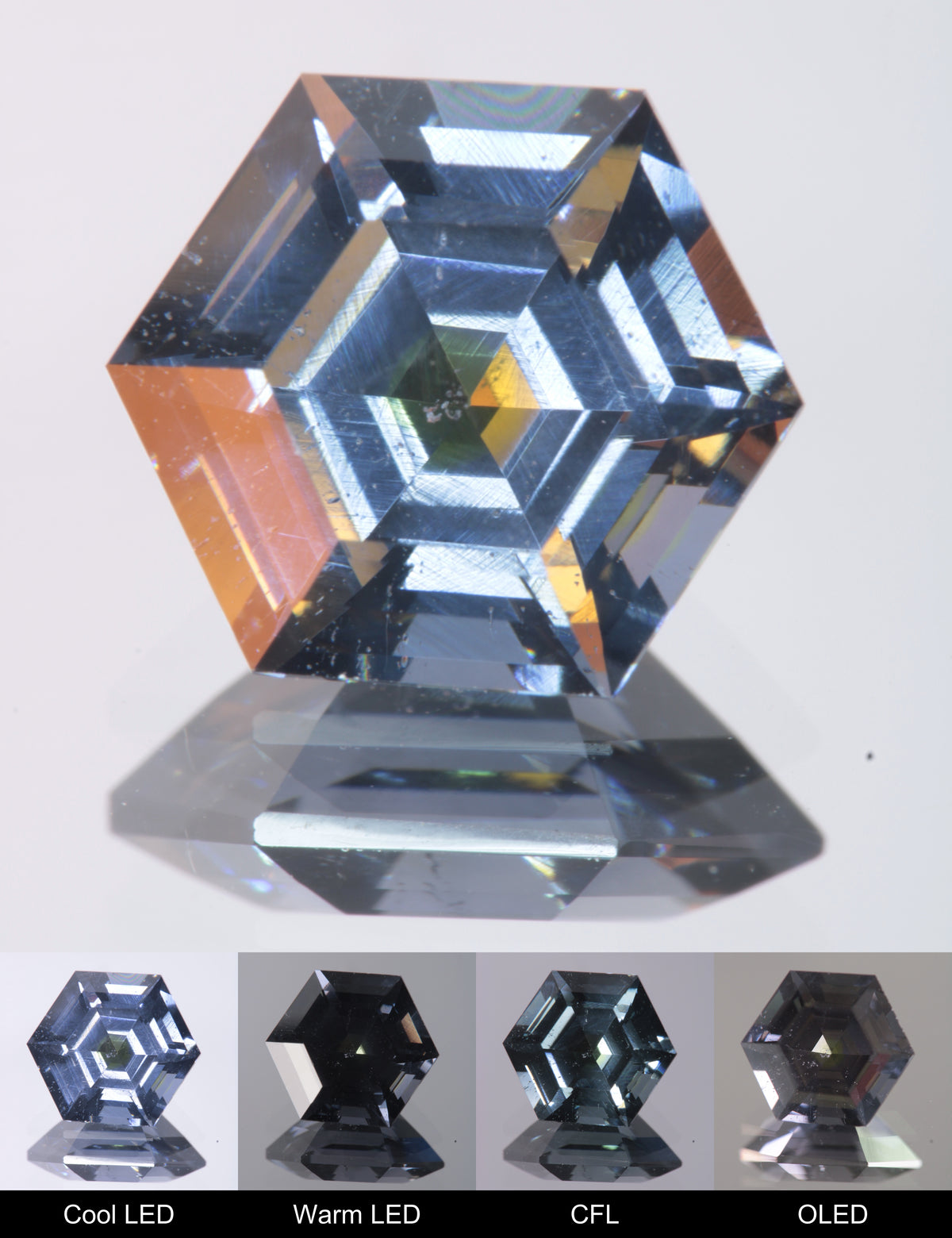 Dusk YAG Dusk Hexagon (Yellow Culet) Faceted Gemstone