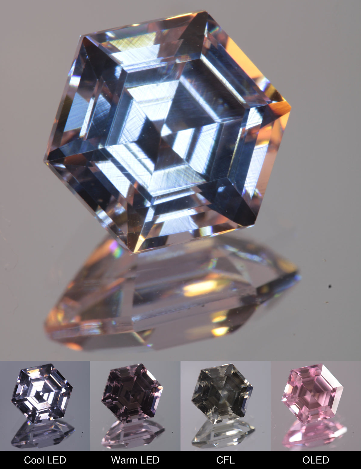 Dusk YAG Purplish Dusk Hexagon Faceted Gemstone