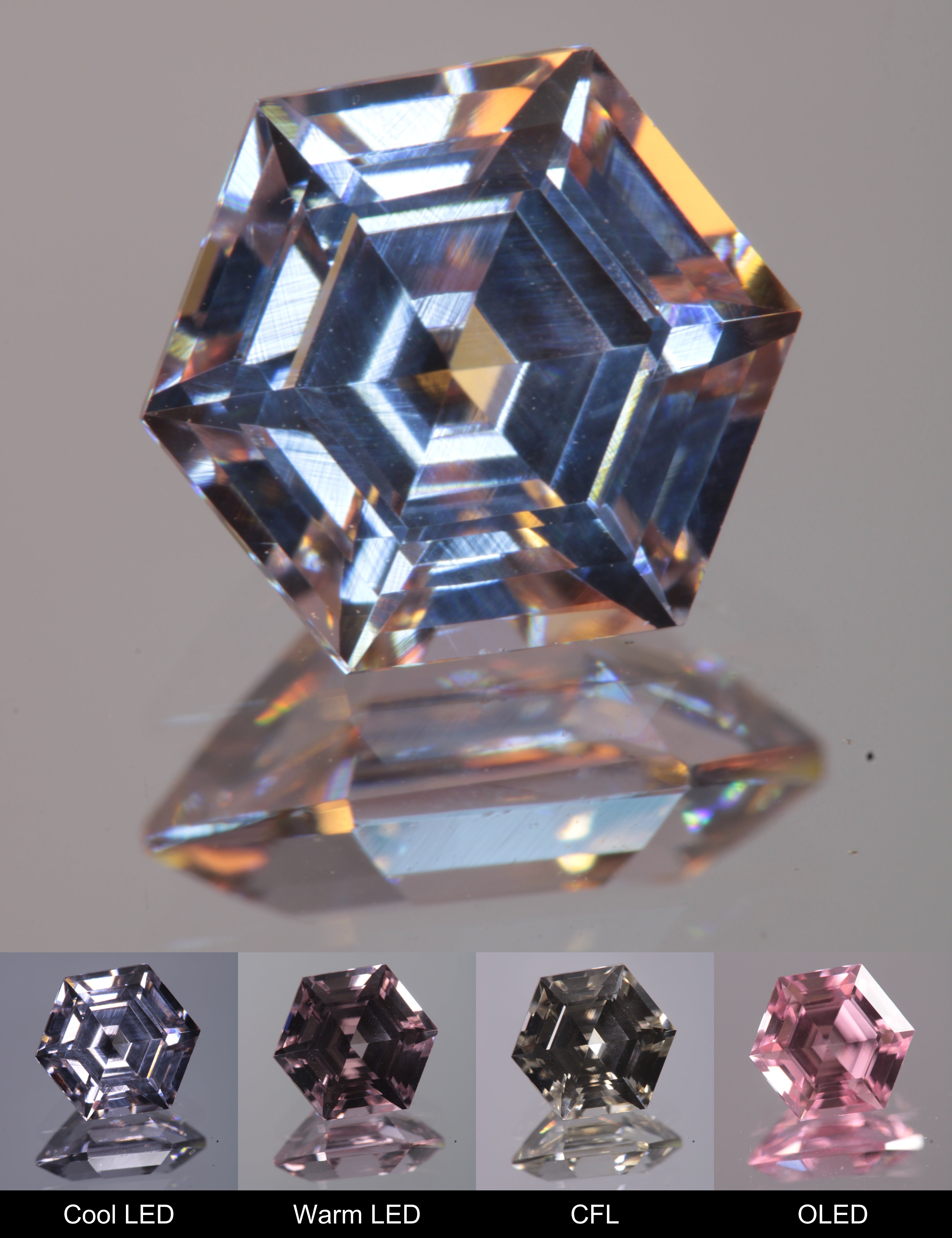 Dusk YAG Purplish Dusk Hexagon Faceted Gemstone