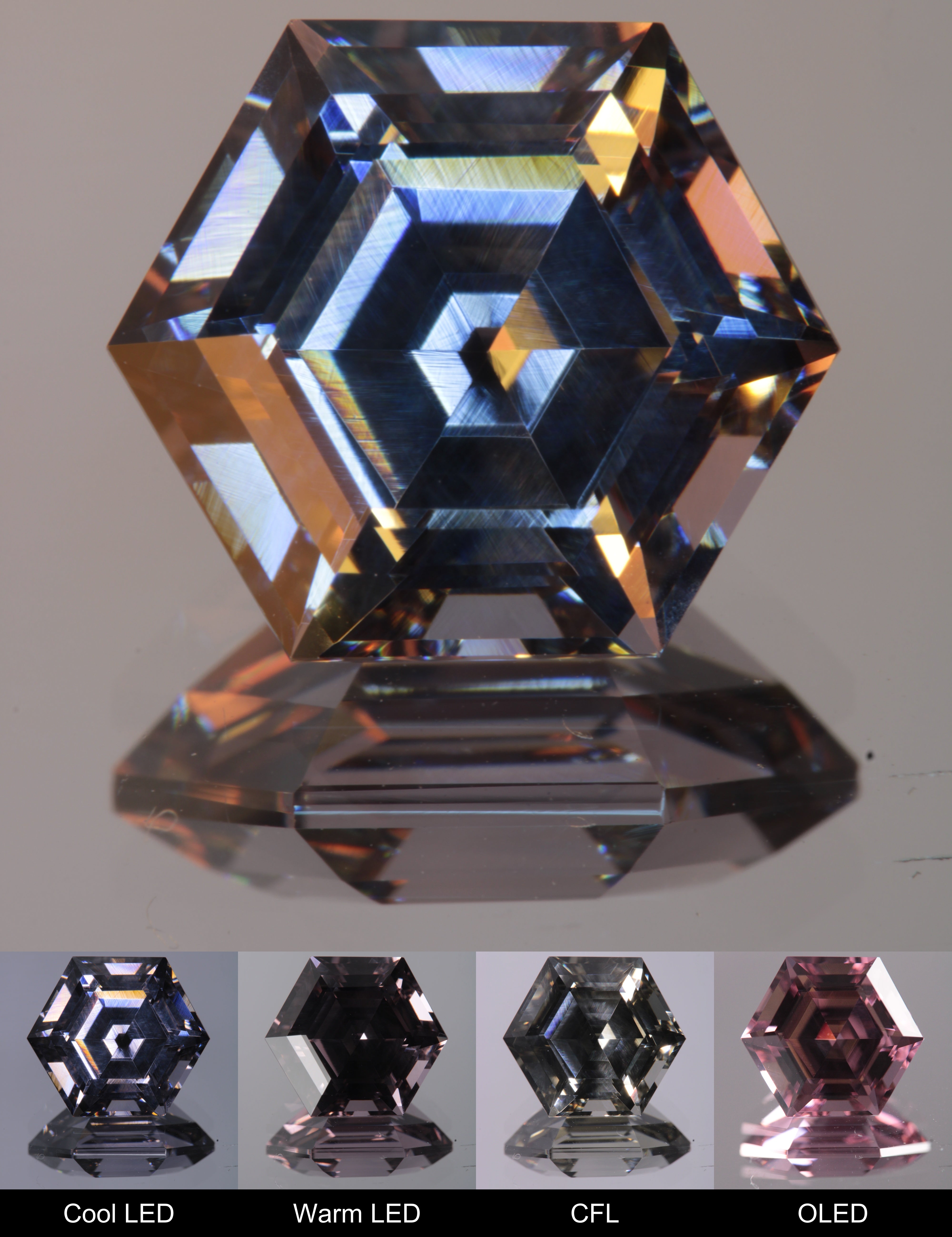 Dusk YAG Purplish Dusk Hexagon Faceted Gemstone
