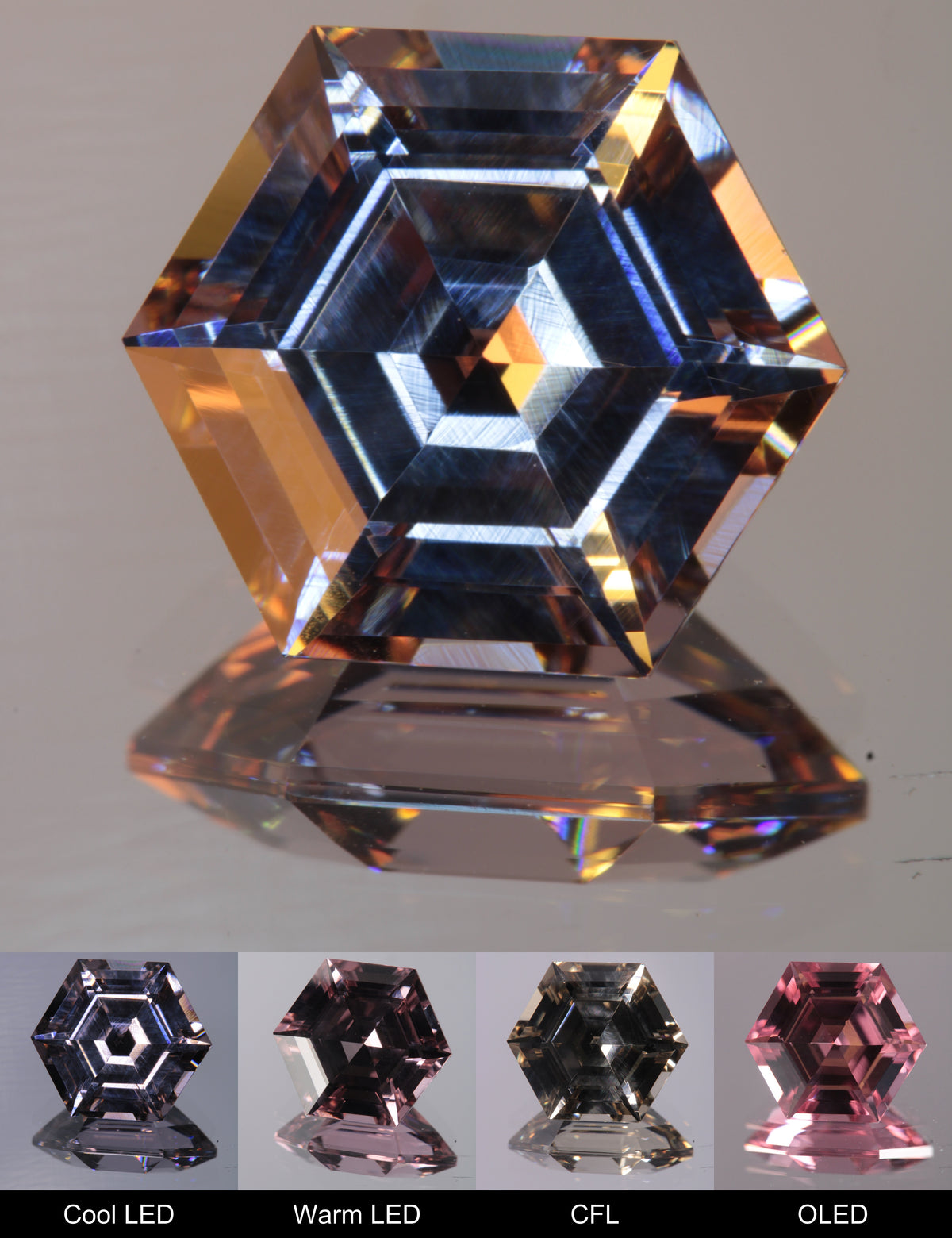 Dusk YAG Purplish Dusk Hexagon Faceted Gemstone