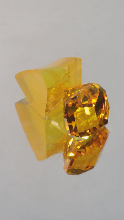 Orange Lithium Tantalate Facet Rough, Lab Created Gem of Science