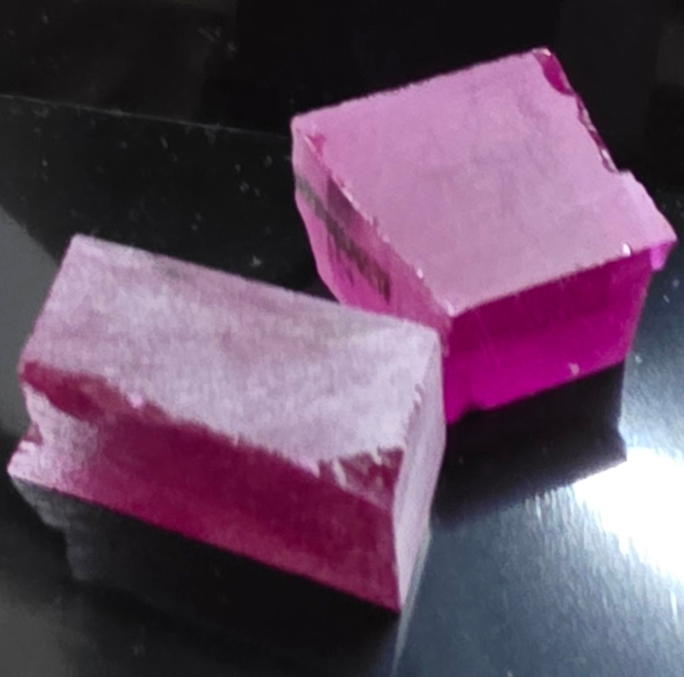 Red and Pink Ruby Facet Rough (Czochralski Pulled Lab Crystals)