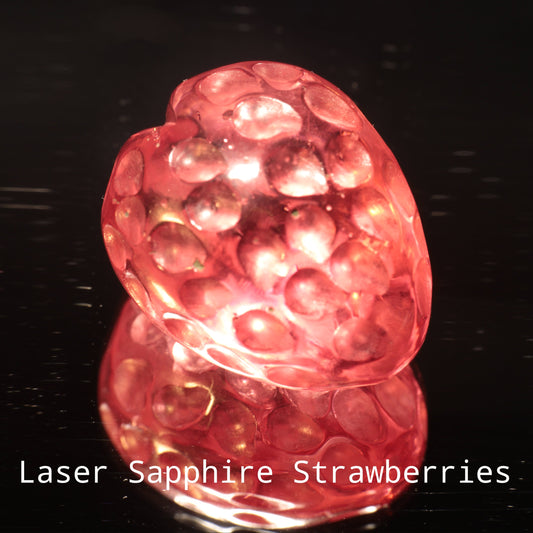 Strawberry Carved Laser Sapphire, Titanium Strawberry Sapphire